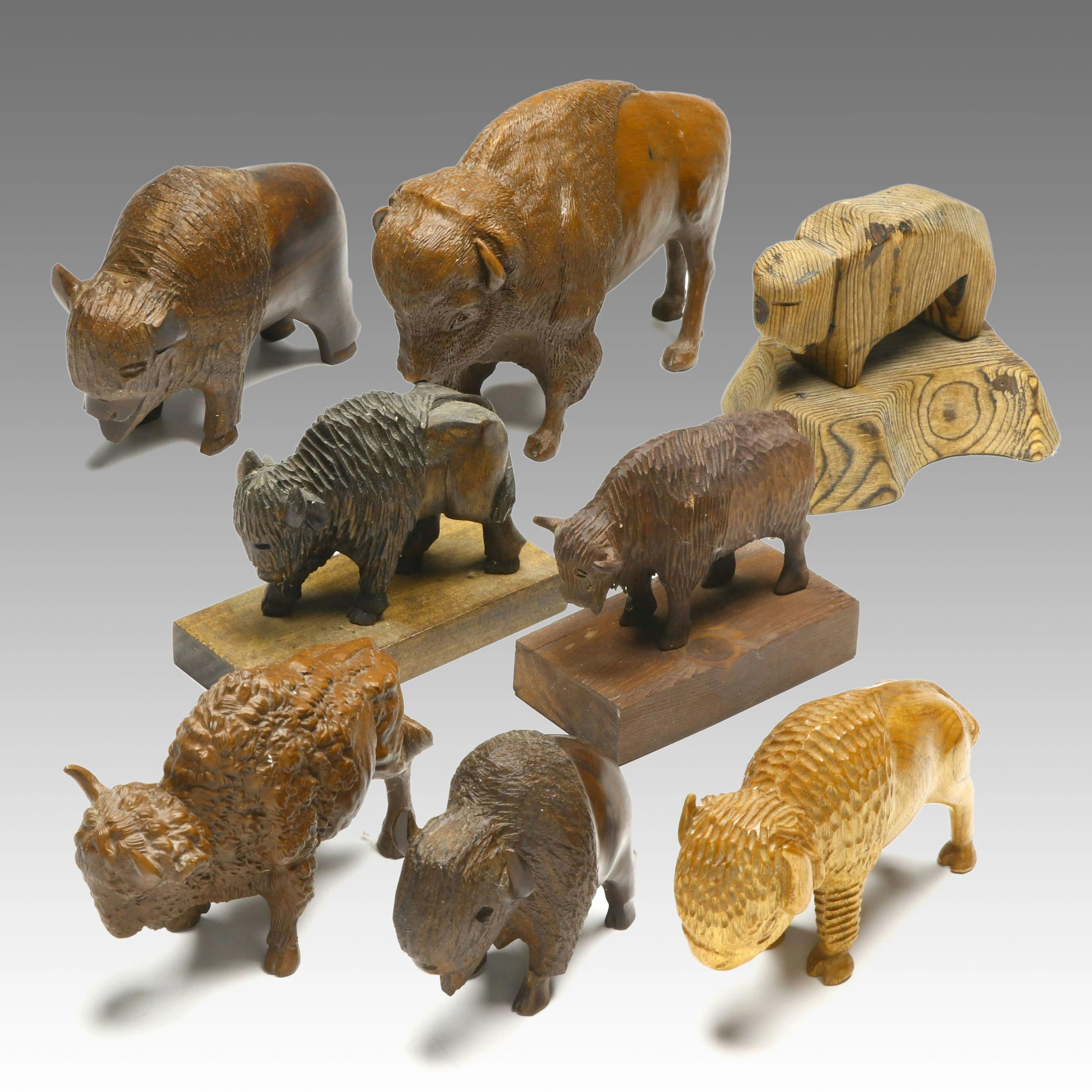 Richard Hitch, Red Mill and More Handcrafted Wood and Resin Buffalo Figurines