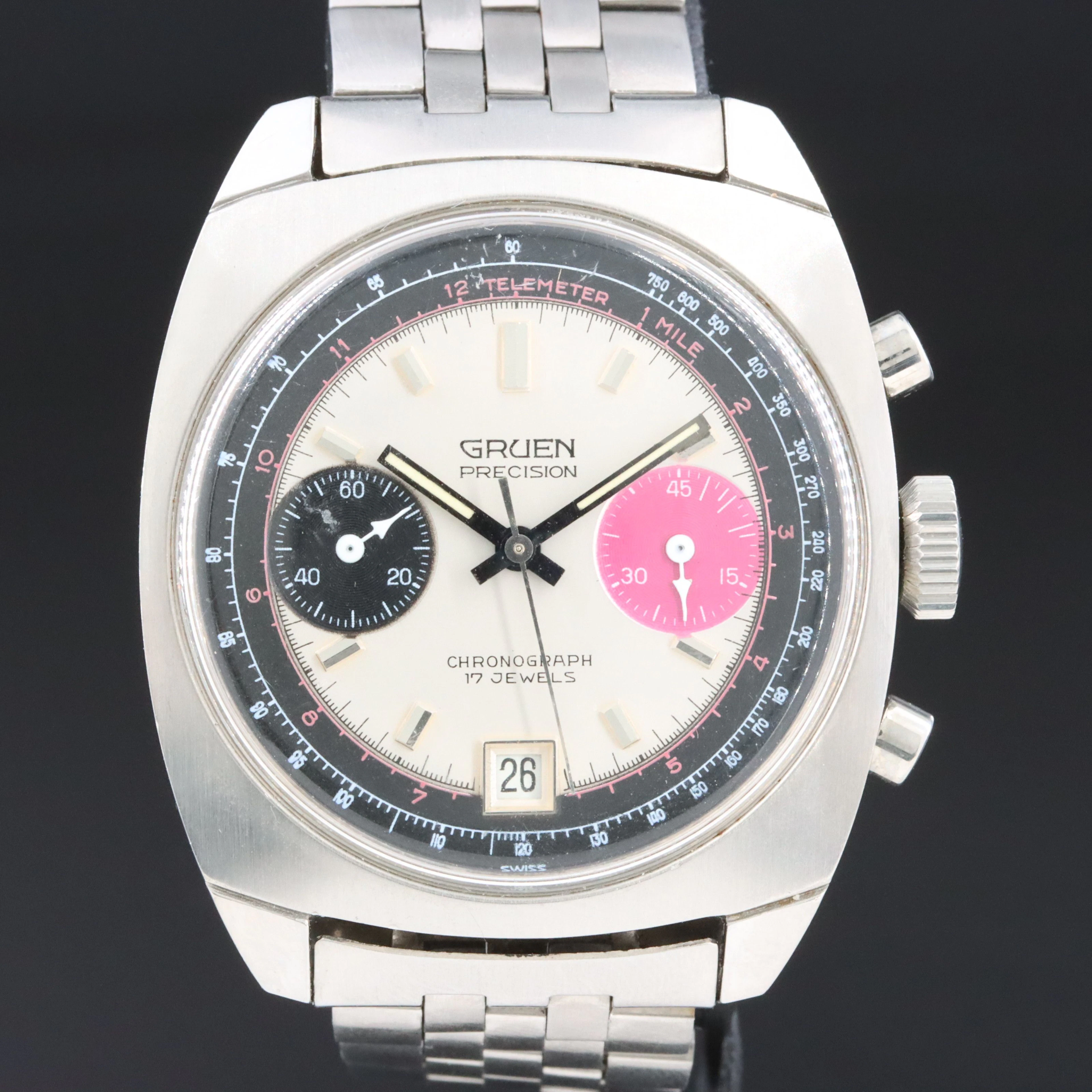 Gruen Precision Chronograph Stainless Steel Quartz Watch
