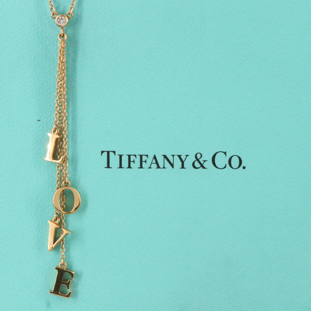 Tiffany & Co. 18K and Diamond LOVE Drop Necklace