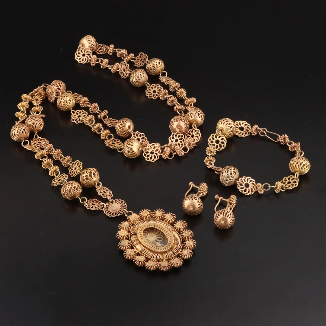 Philippine Style Tamborin Cannetille Jewelry Set