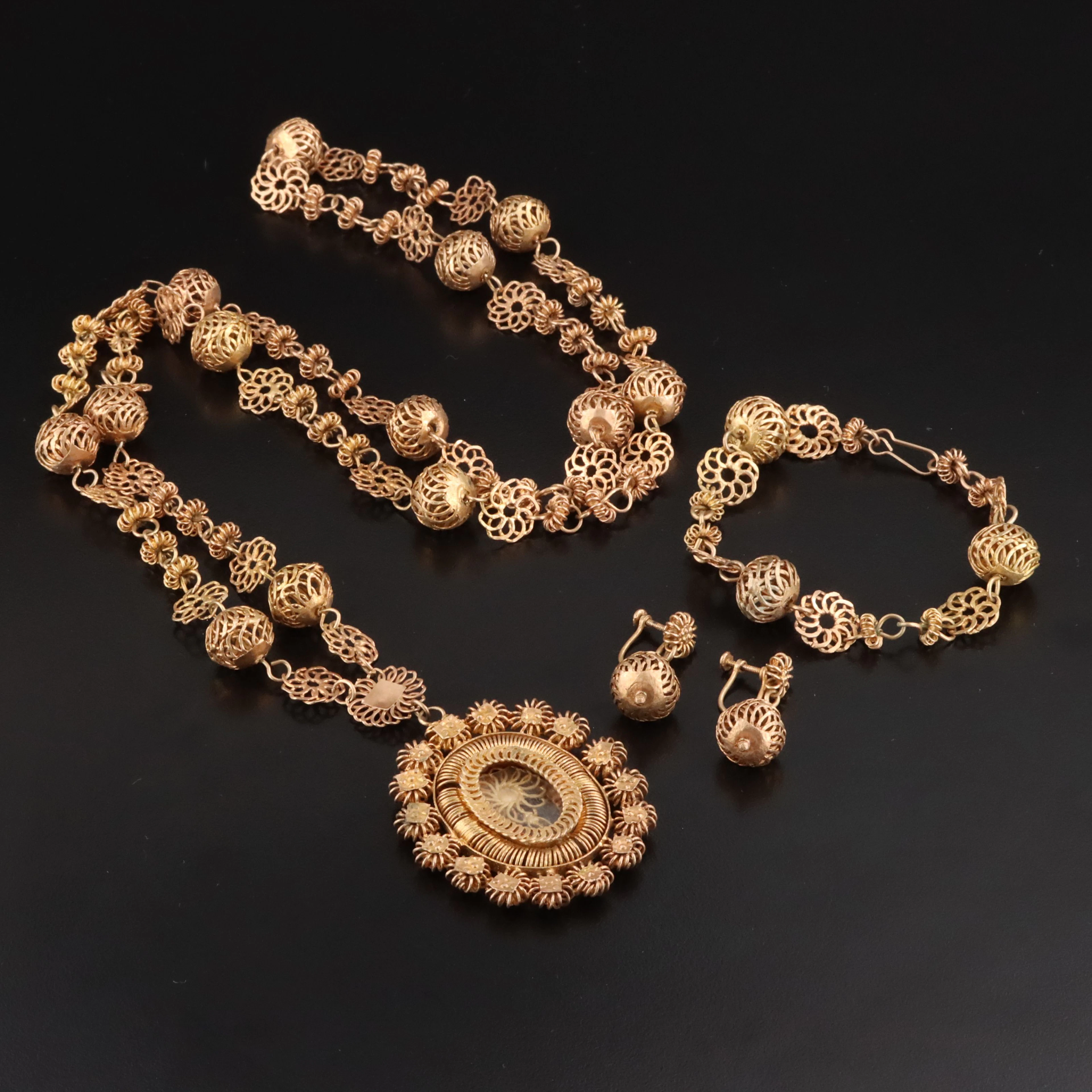 Philippine Style Tamborin Cannetille Jewelry Set