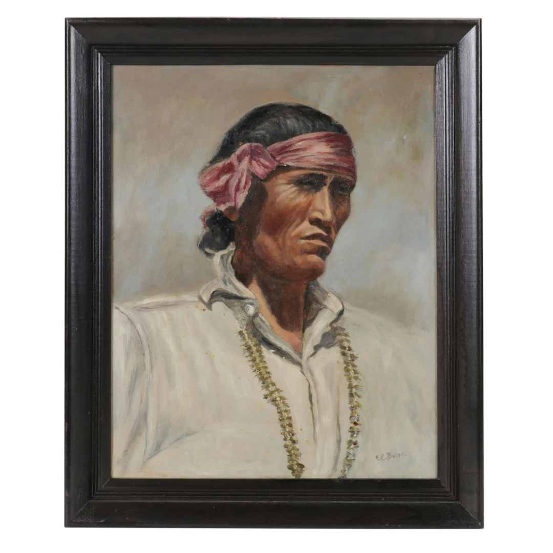 Ernst Christel Bolte Oil Painting "Native American Portrait"