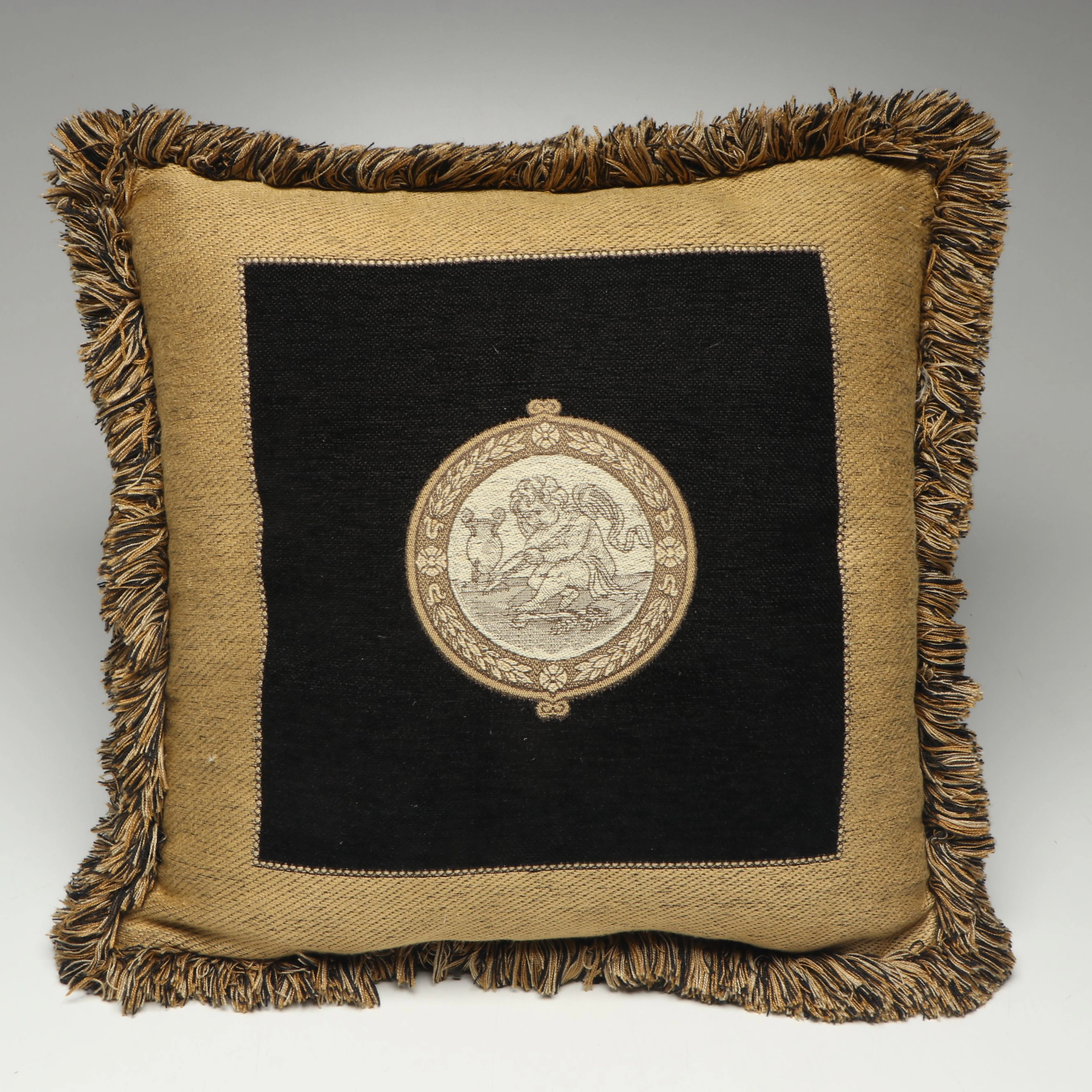 Classical Style Medallion Tapestry Throw Pillow, 21st Century