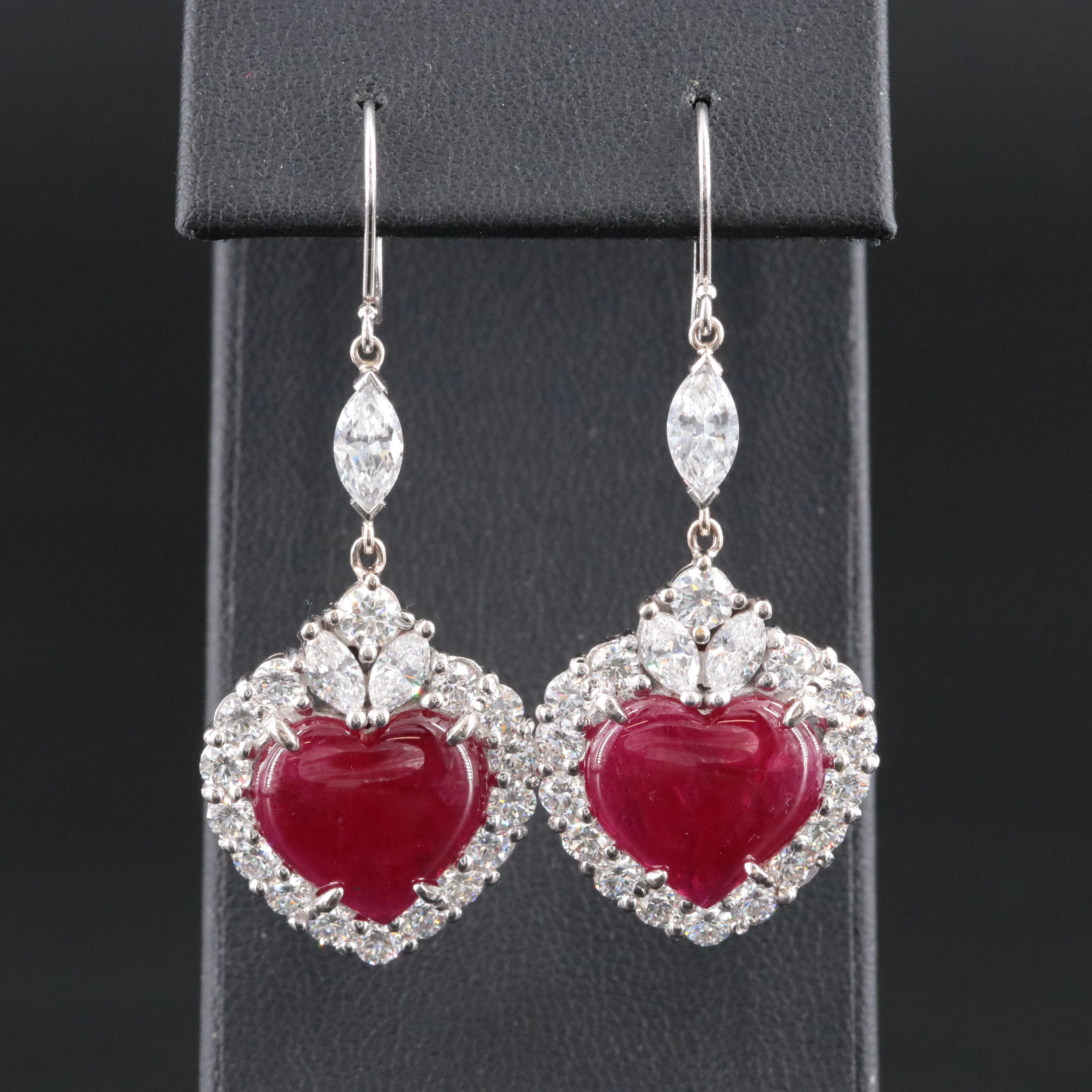 14K Ruby and 5.66 CTW Diamond Earrings with GIA Reports