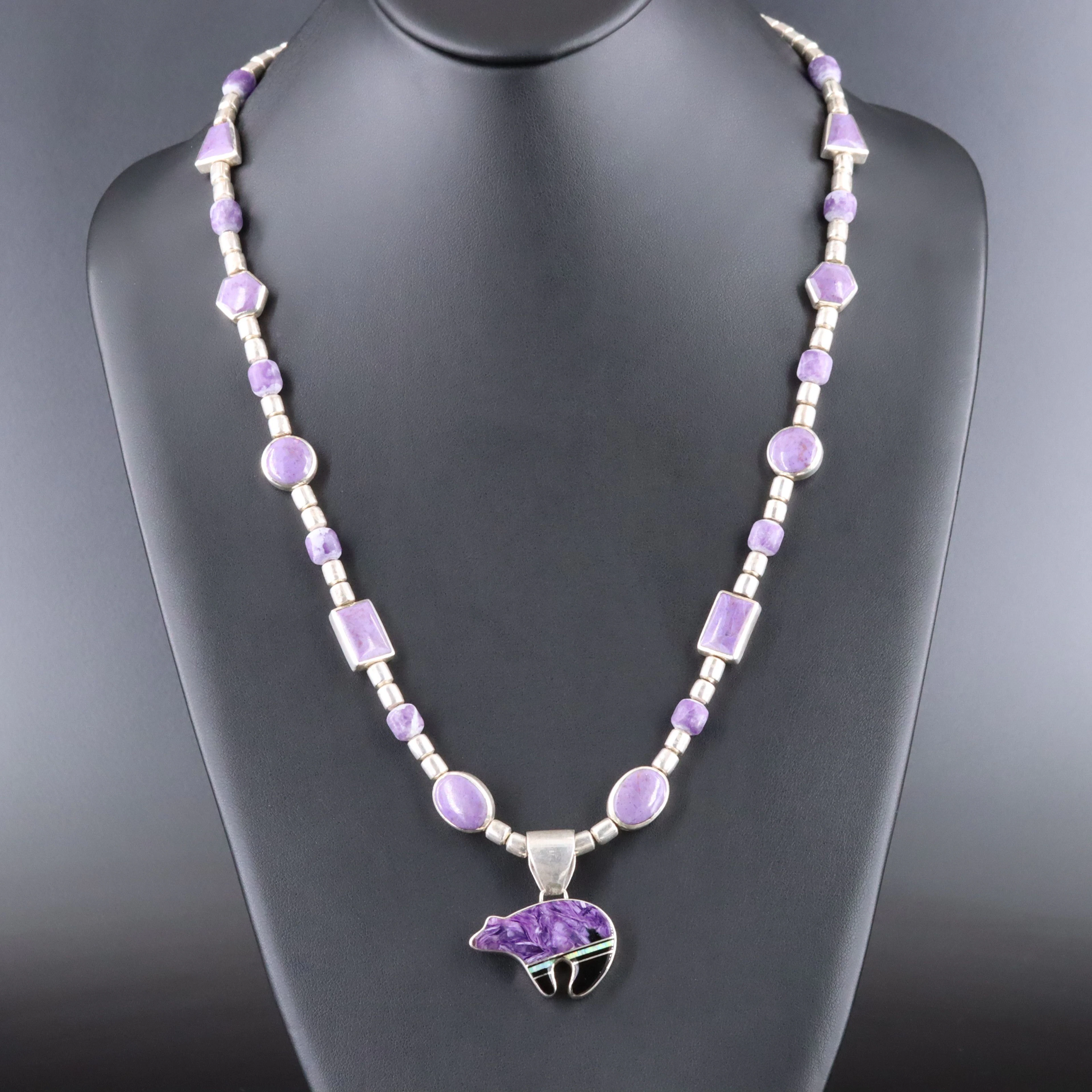 Cathy Webster Navajo Diné Sterling Pendant on Christin Wolf Necklace