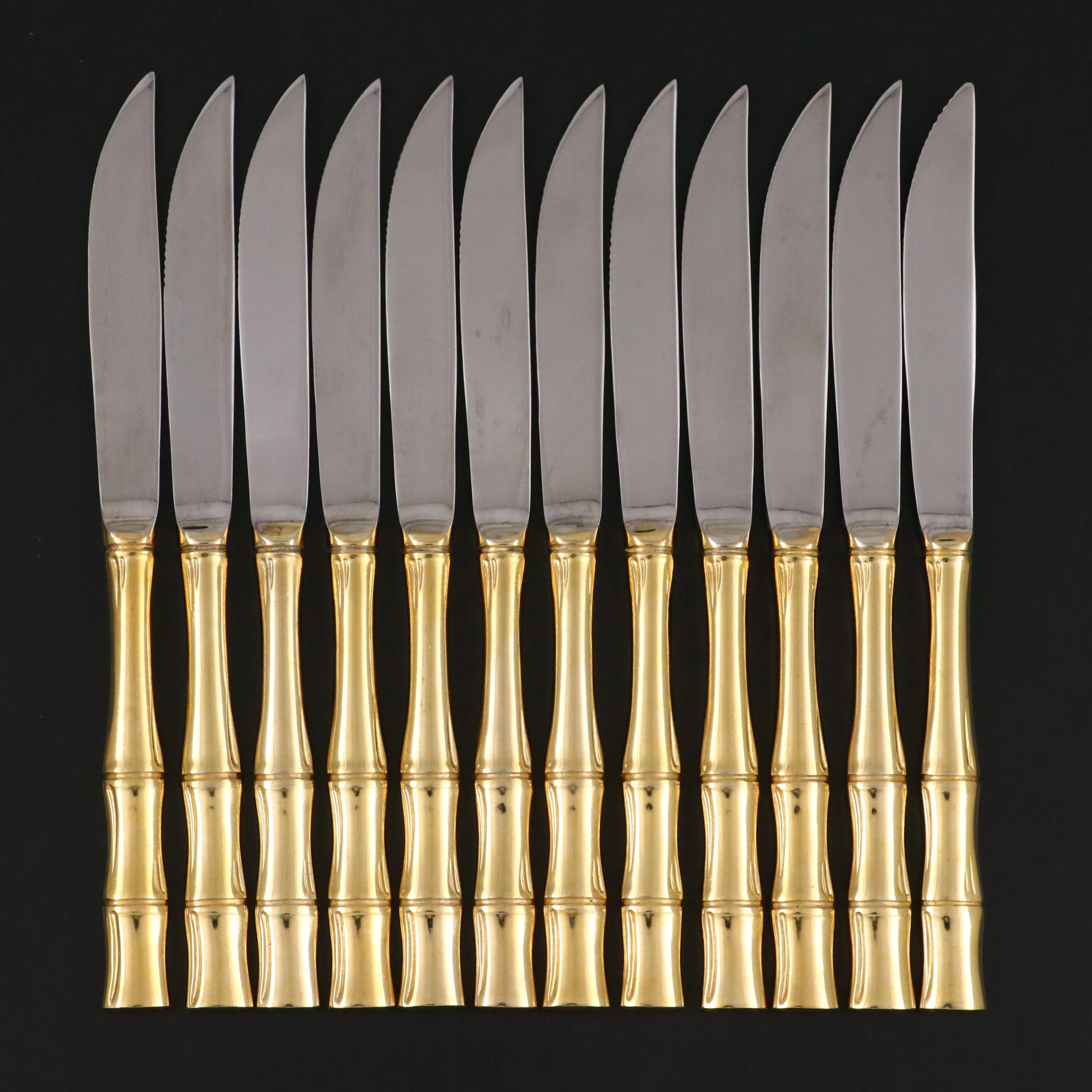 Hollywood Regency Faux Bamboo Steak Knives