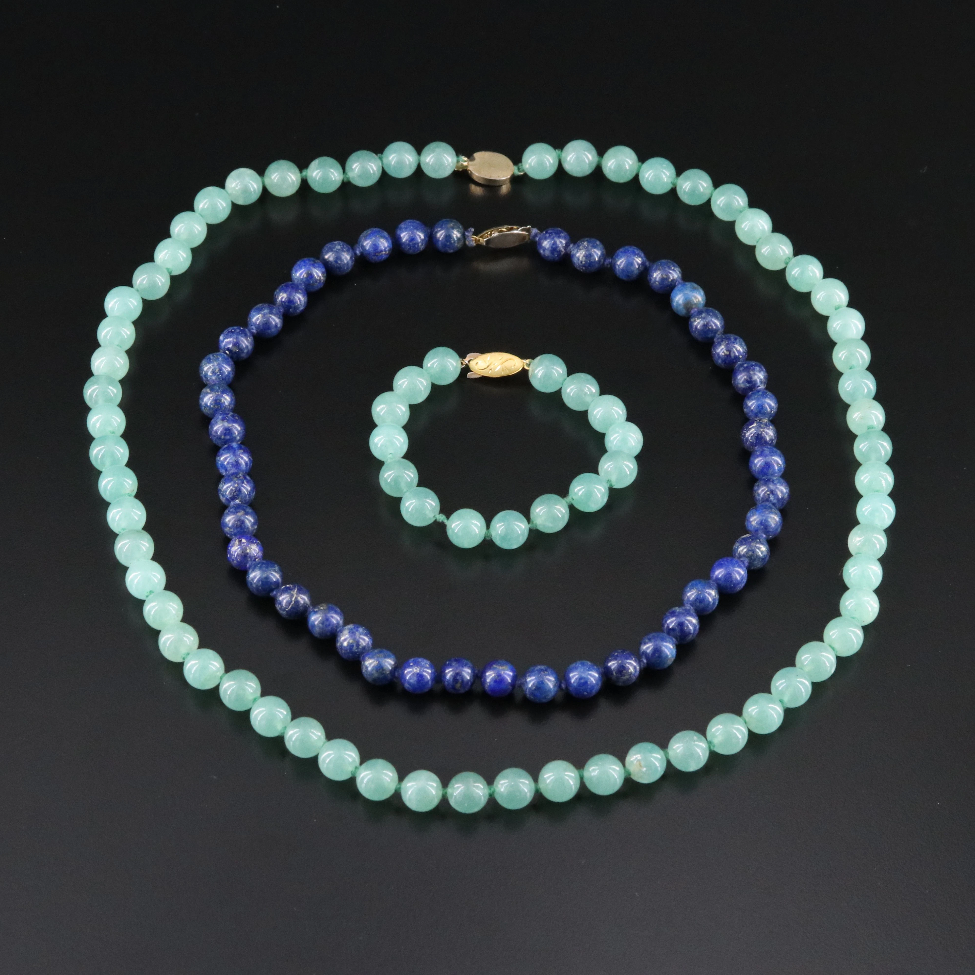Lapis and Aventurine Necklaces and Bracelet