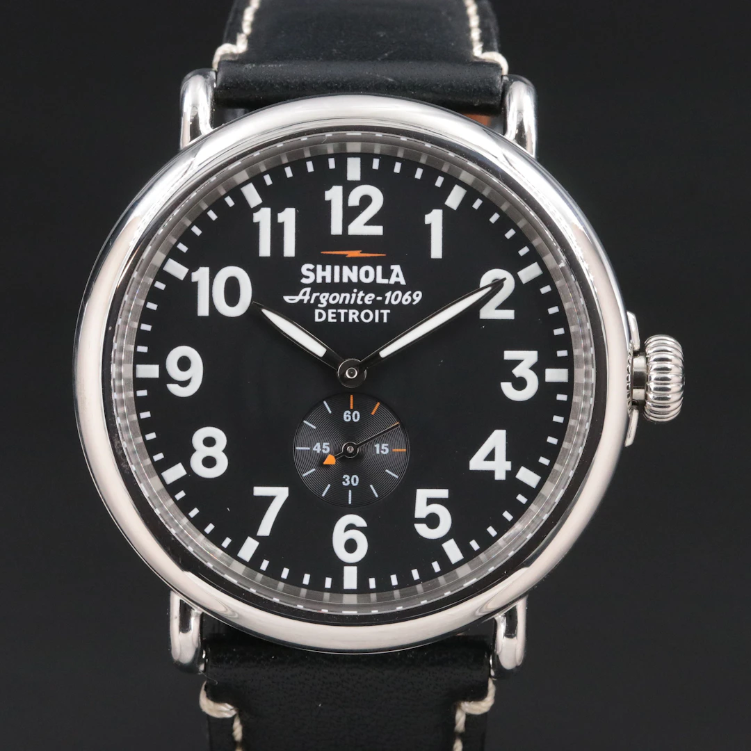 Shinola Runwell Stainless Steel Black Dial Quartz Watch