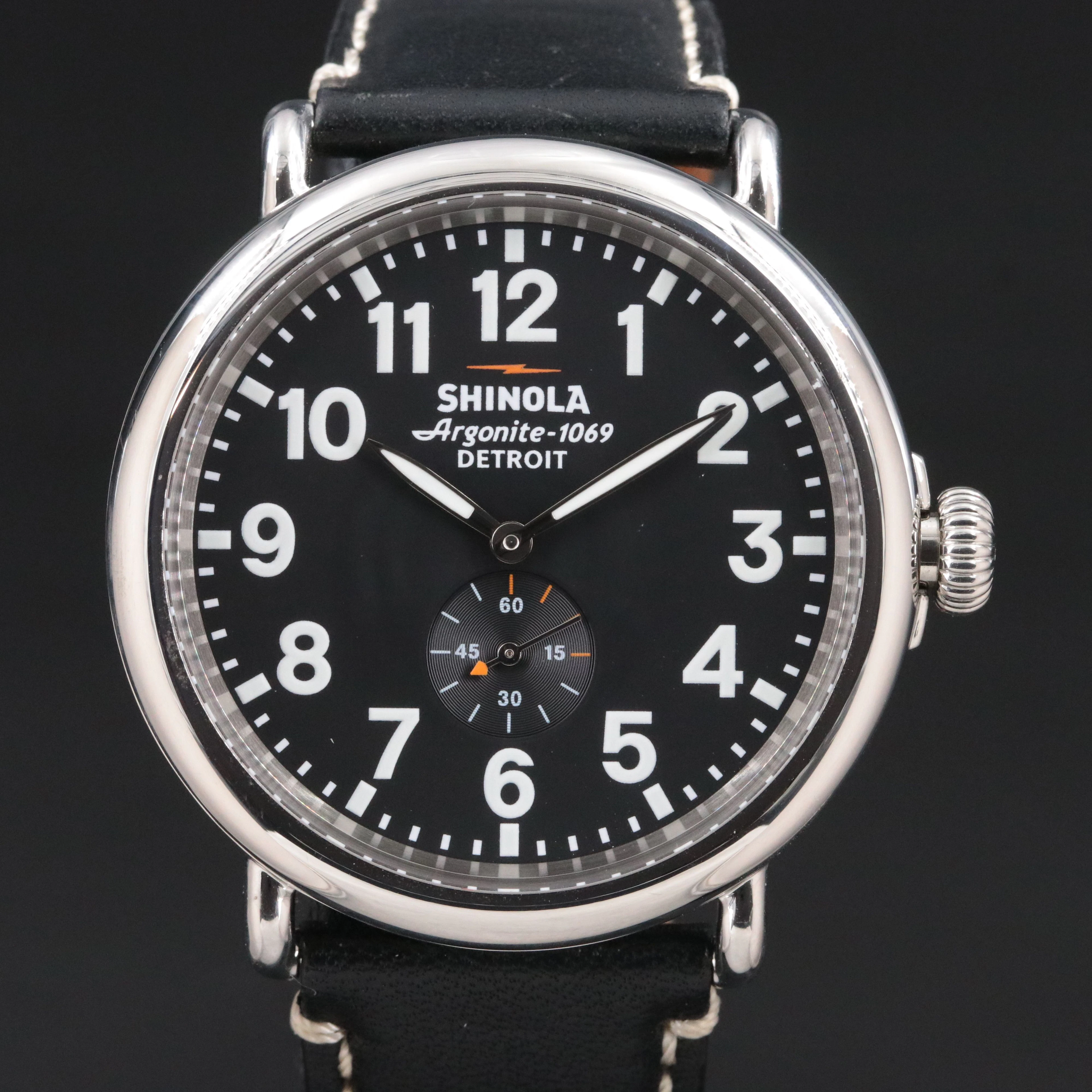 Shinola Runwell Stainless Steel Black Dial Quartz Watch