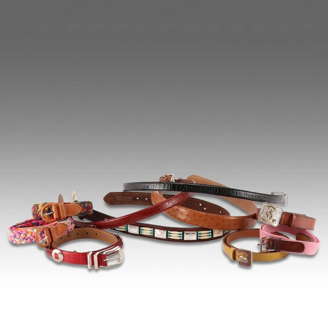 Ferrini Ostrich Leather, Tony Lama Embellished Leather & Other Belts