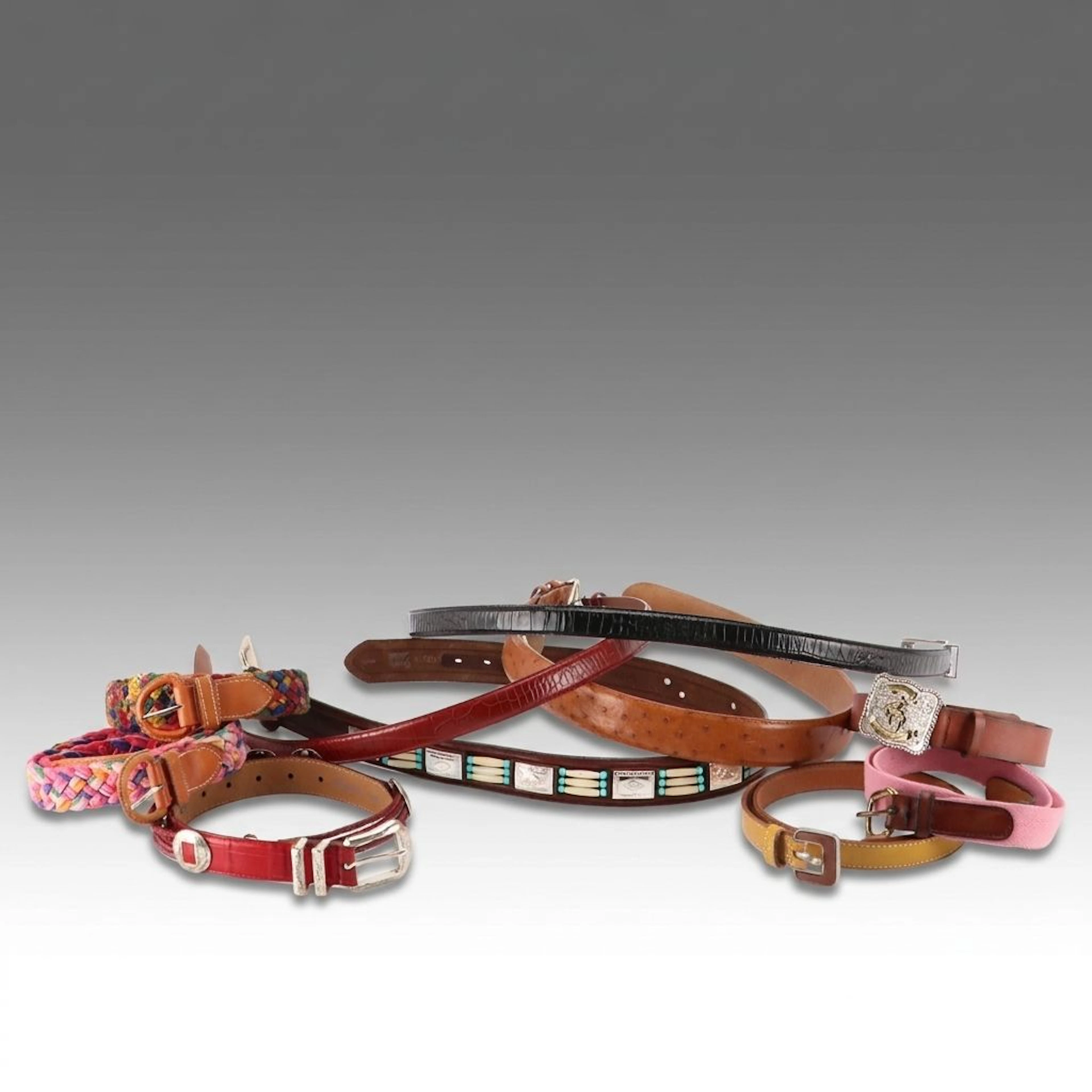 Ferrini Ostrich Leather, Tony Lama Embellished Leather & Other Belts