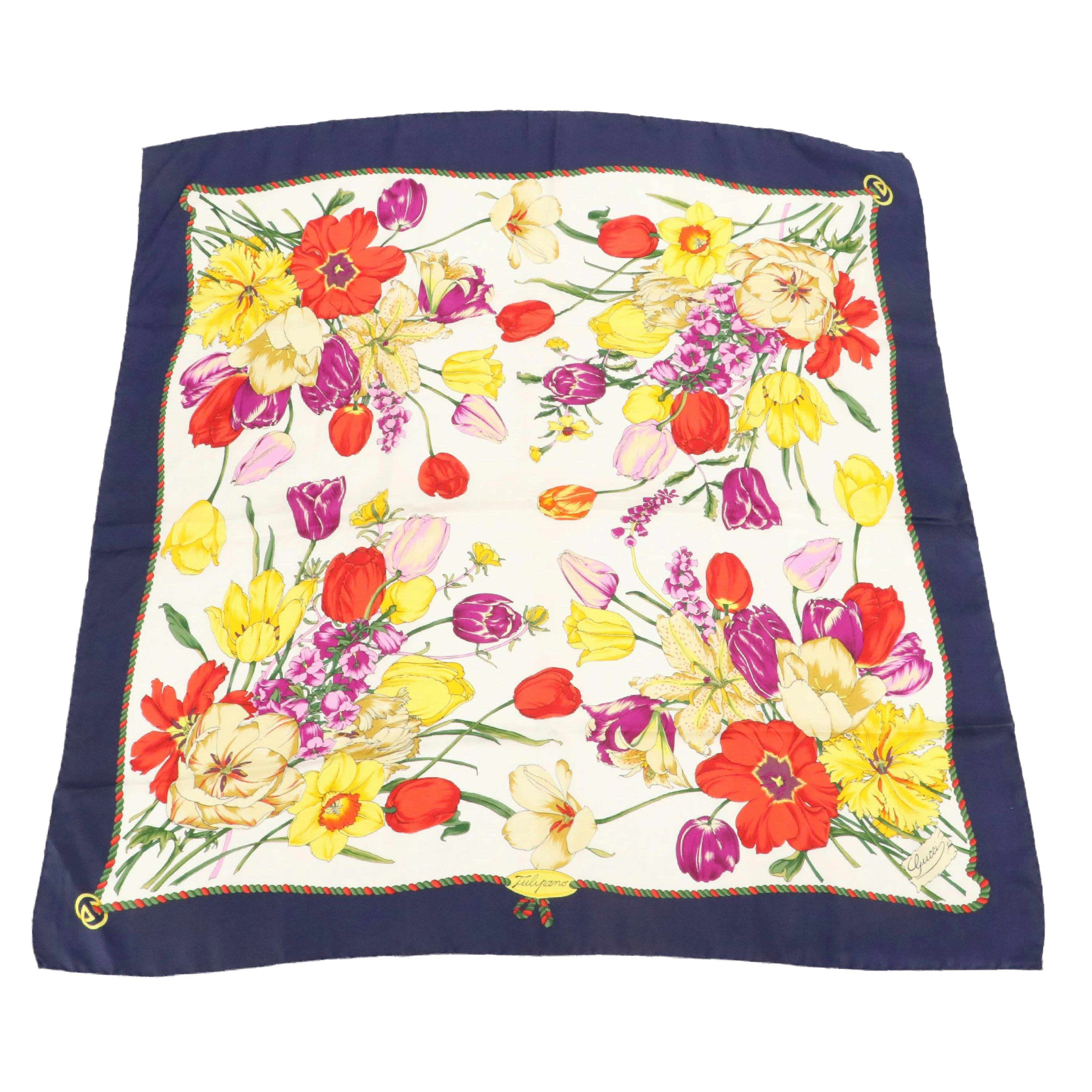 Vintage Gucci "Tulipano" Scarf in Silk with Tag