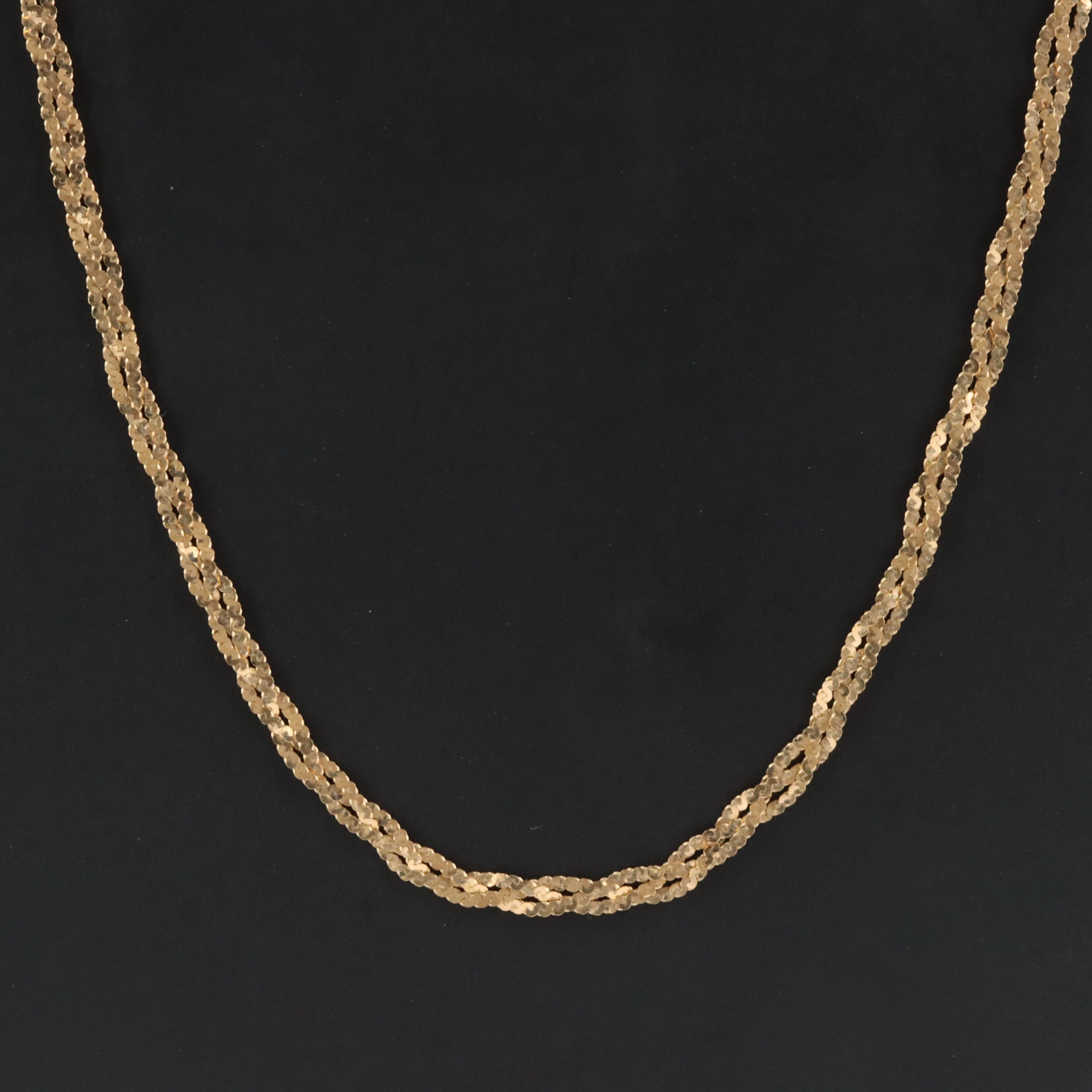 Italian 14K Braided Serpentine Chain Necklace
