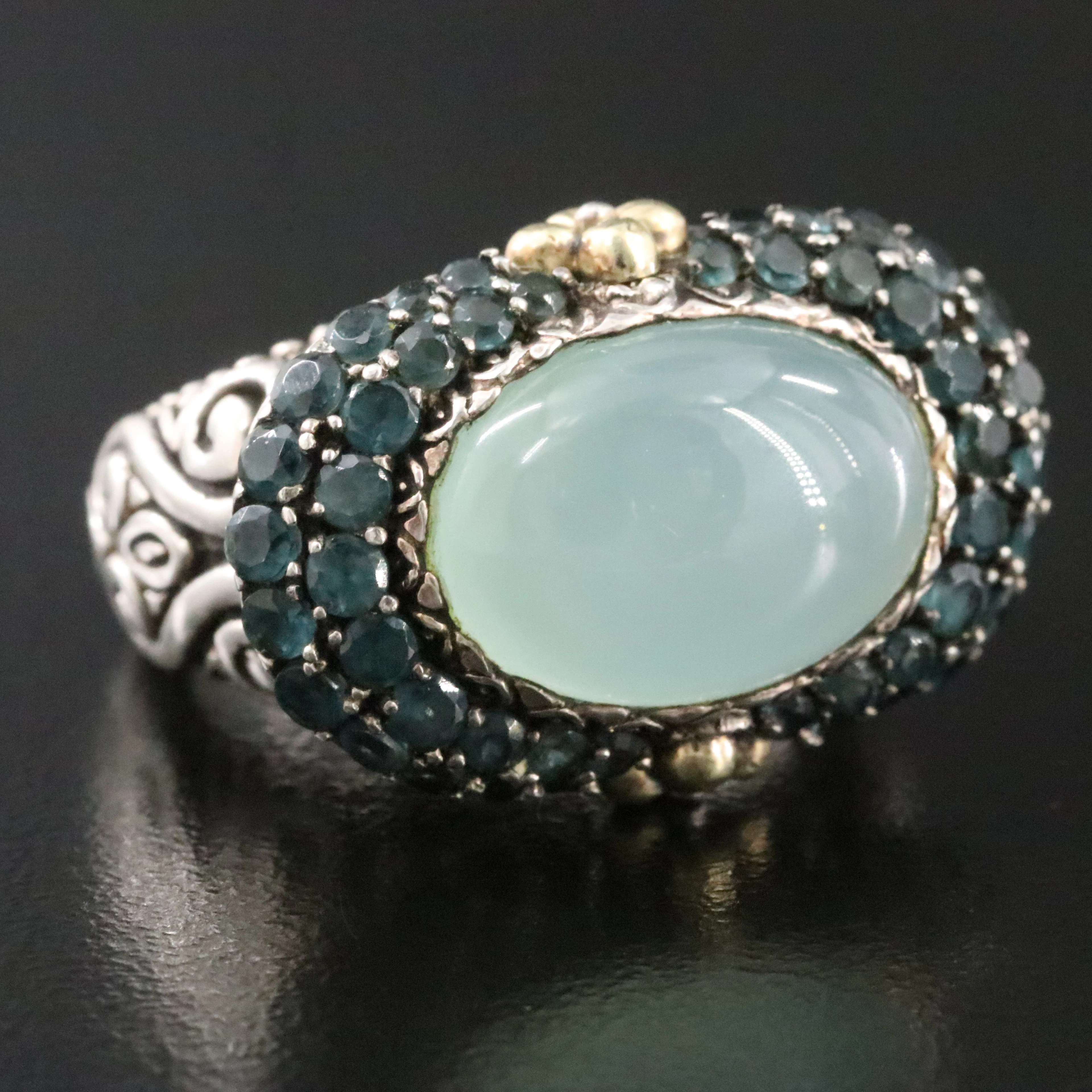 Barbara Bixby Sterling Chalcedony and Spinel East-West Ring with 18K Accents