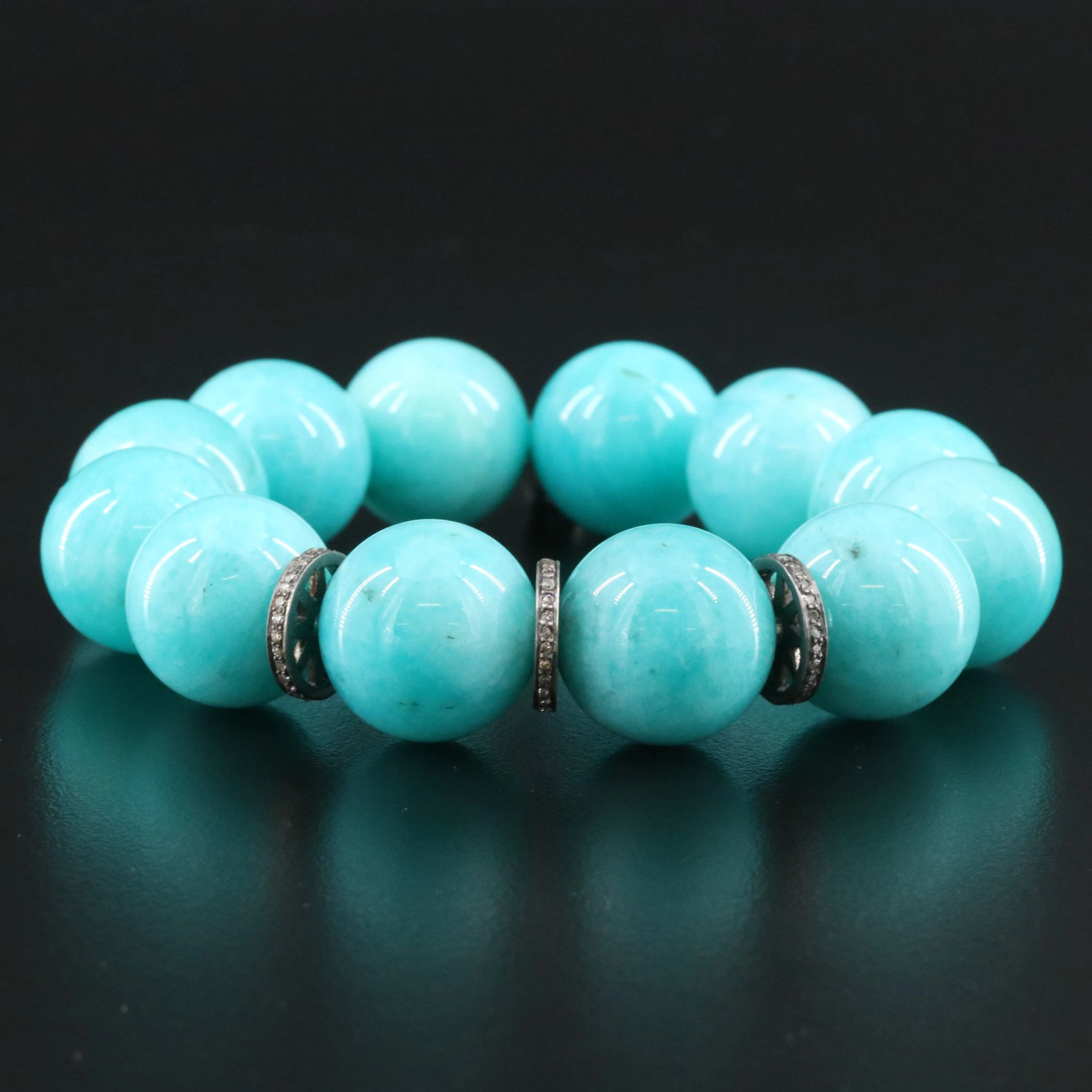 Sheryl Lowe Sterling Amazonite and Diamond Bracelet