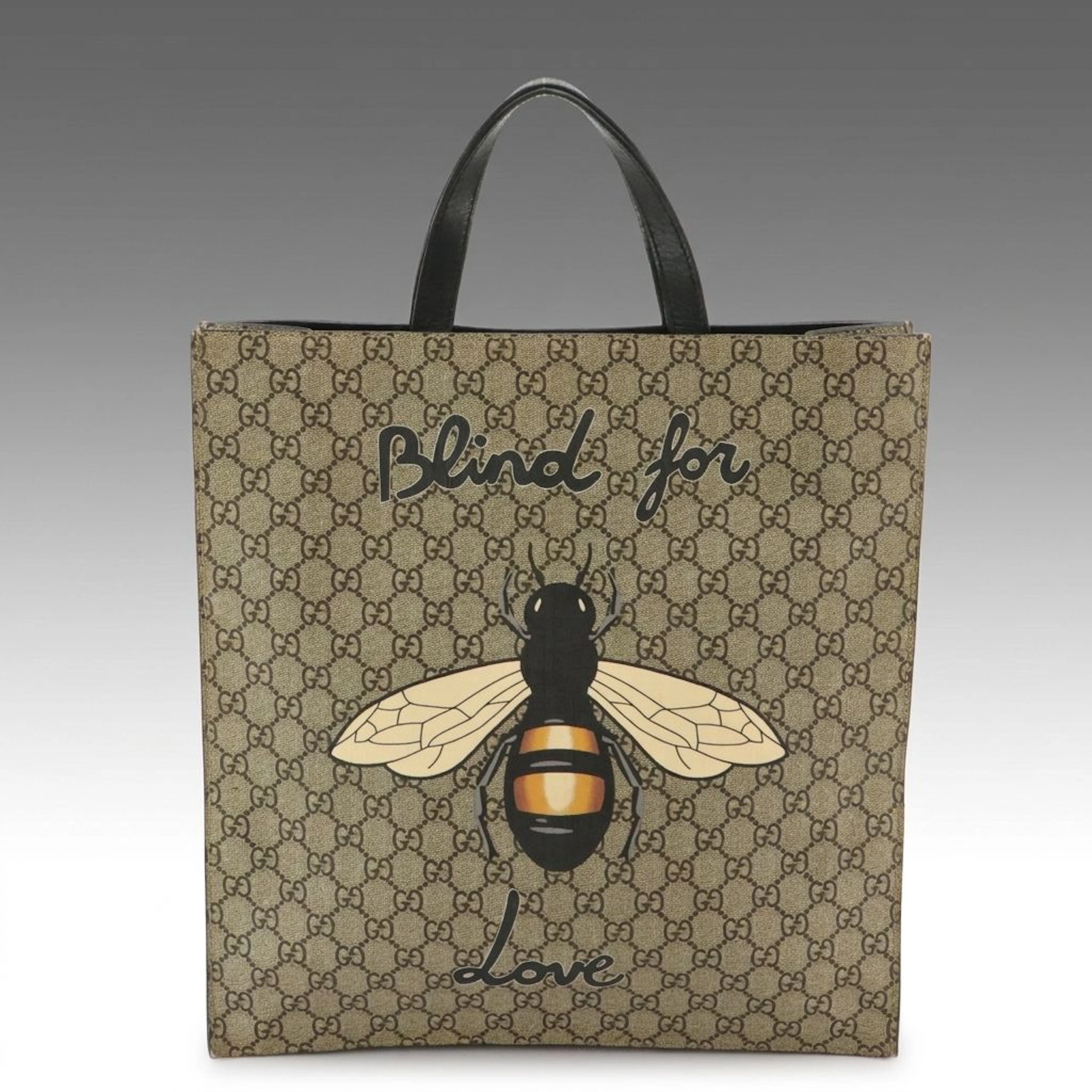 Gucci "Blind For Love" Bee Print Two-Way Vertical Tote Bag in GG Supreme Canvas