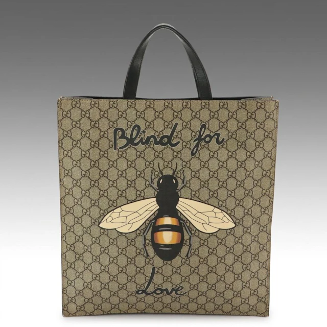 Gucci "Blind For Love" Bee Print Two-Way Vertical Tote Bag in GG Supreme Canvas