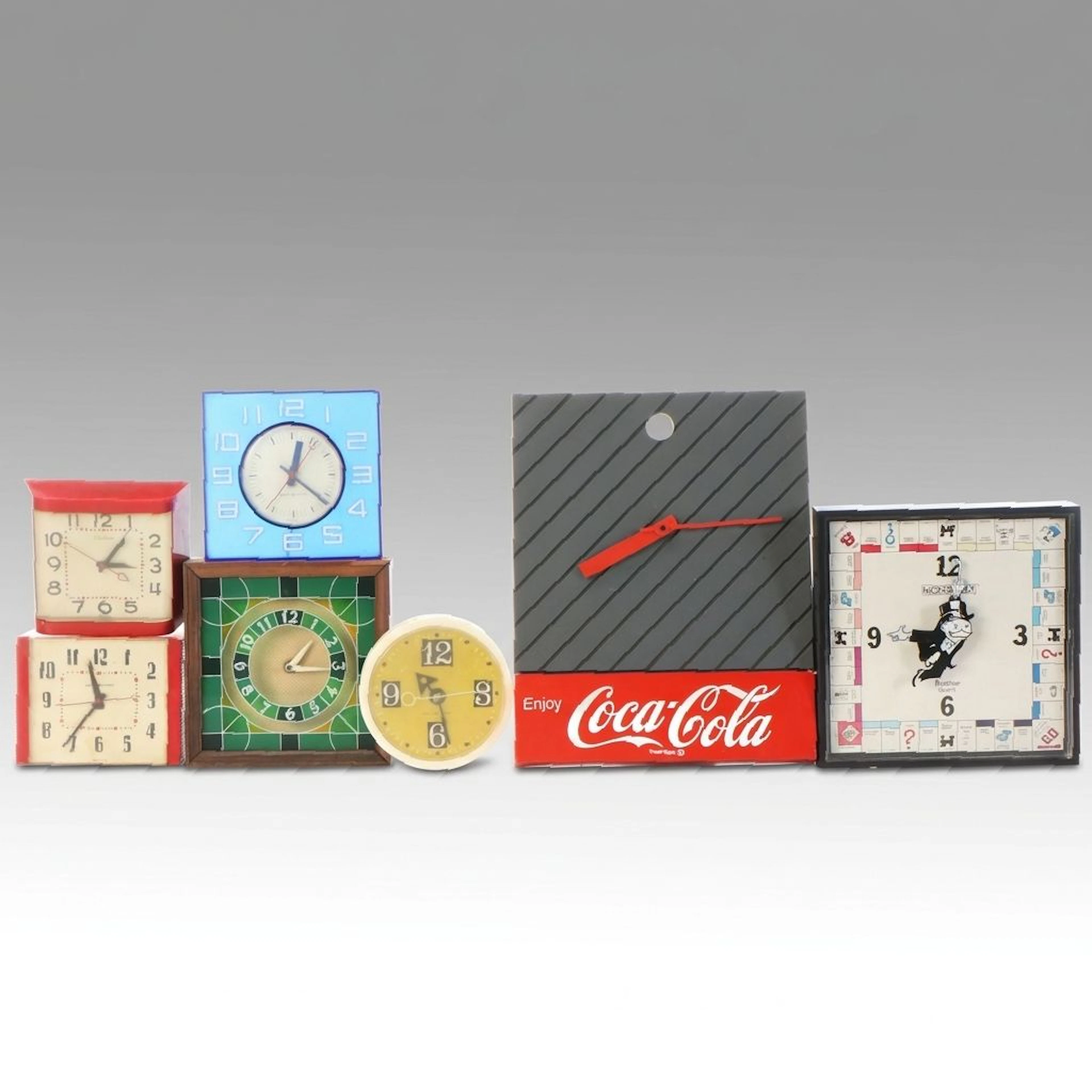 Coca-Cola, Monopoly and Other Mid-Century Wall Clocks