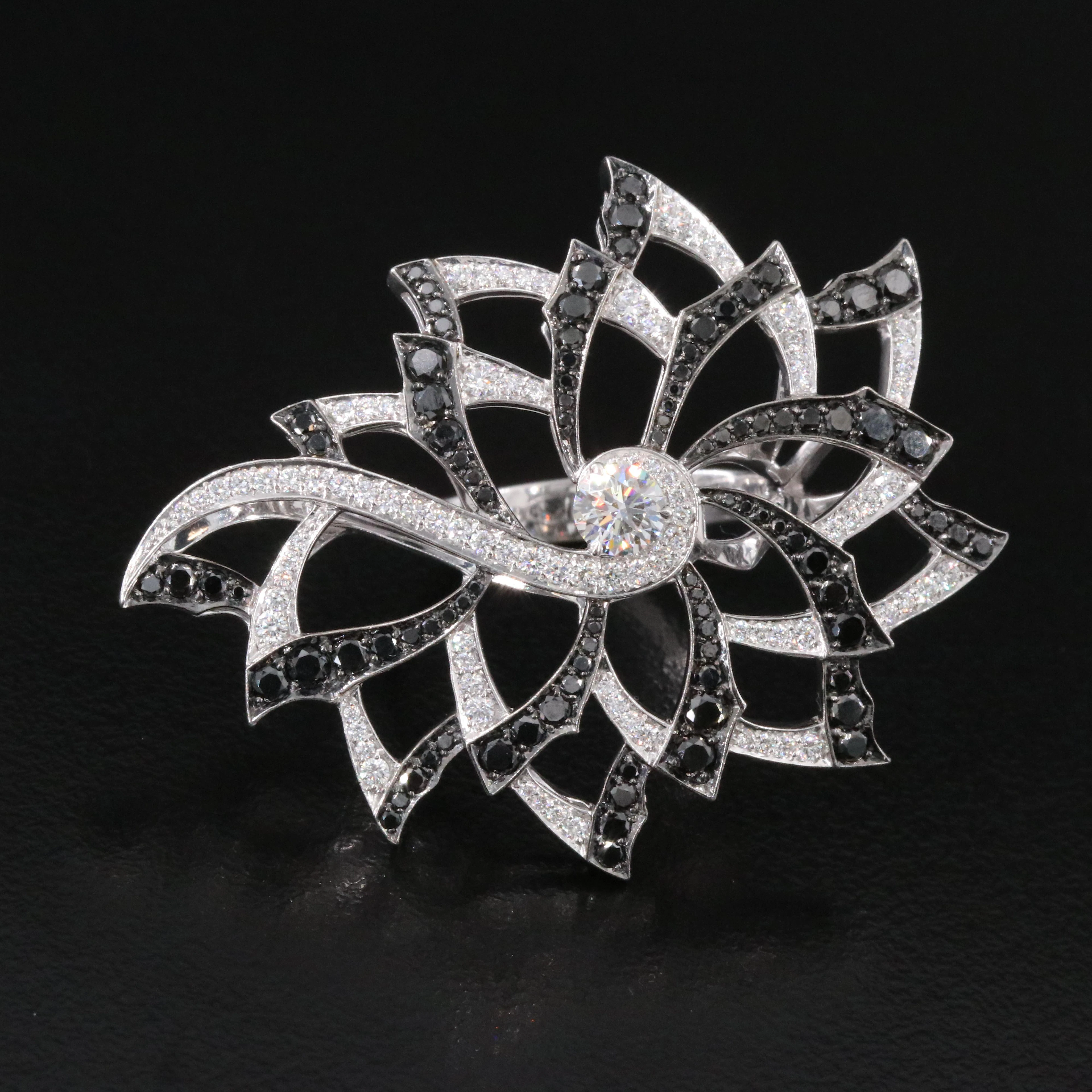Stephen Webster 3.34 CTW Diamond Pinwheel Ring Featuring Fancy Black