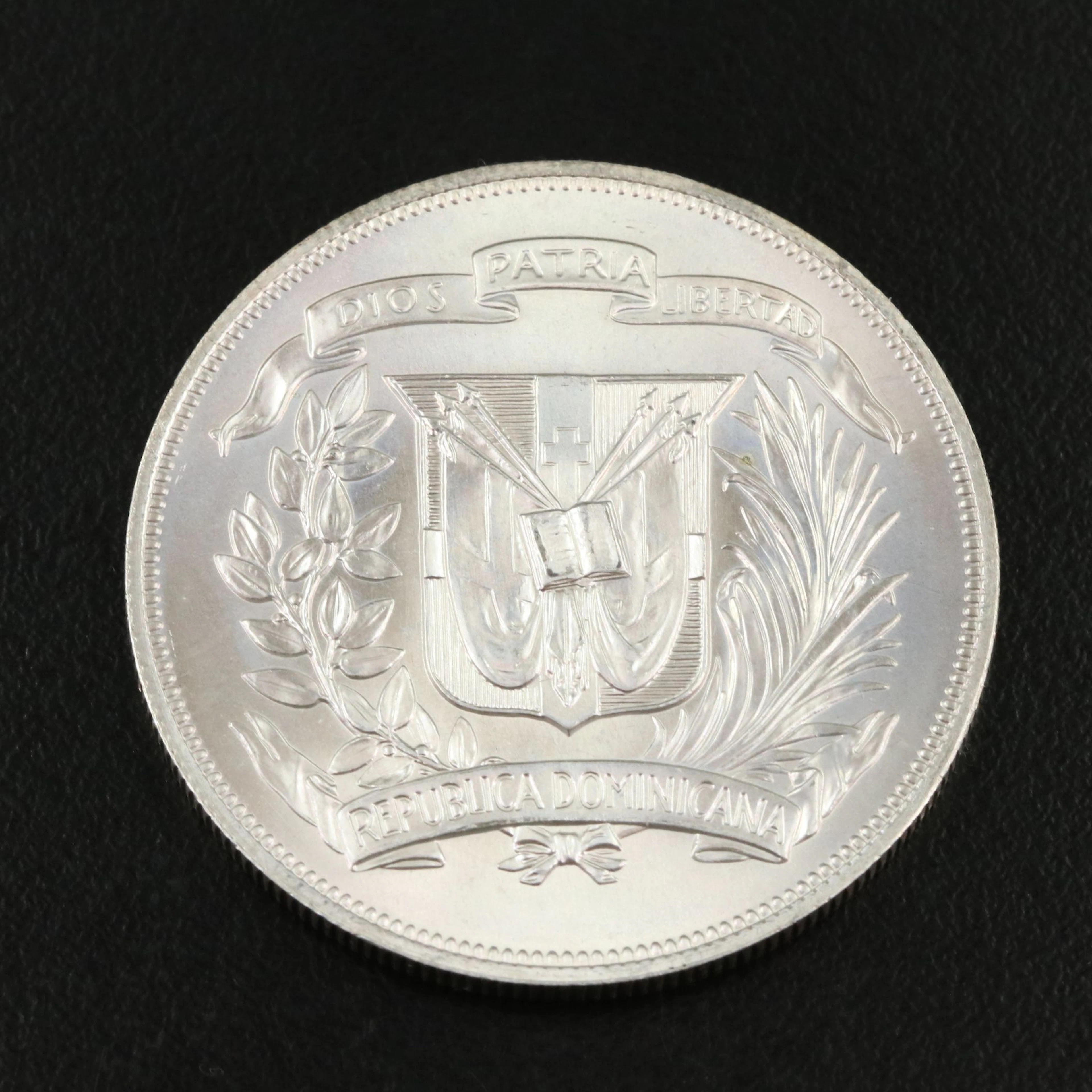 1974 Dominican Republic Silver Commemorative One Peso Coin