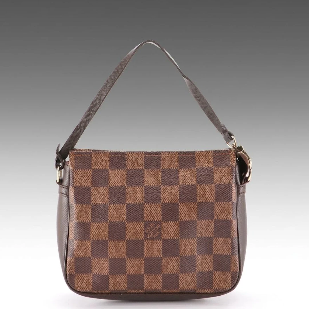 Louis Vuitton Trousse Pochette Bag in Damier Ebene Canvas and Leather