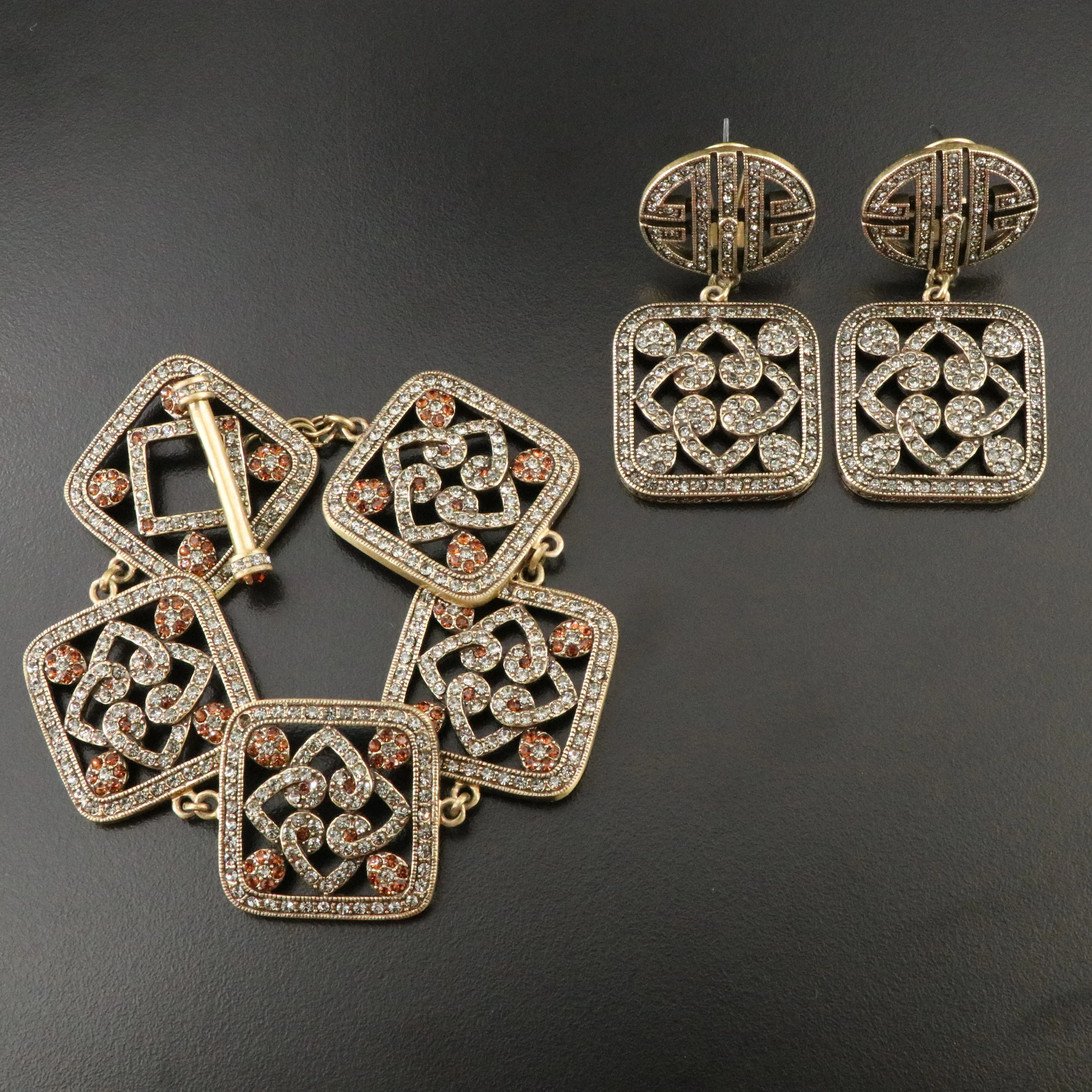 Heidi Daus Rhinestone Bracelet and Earrings