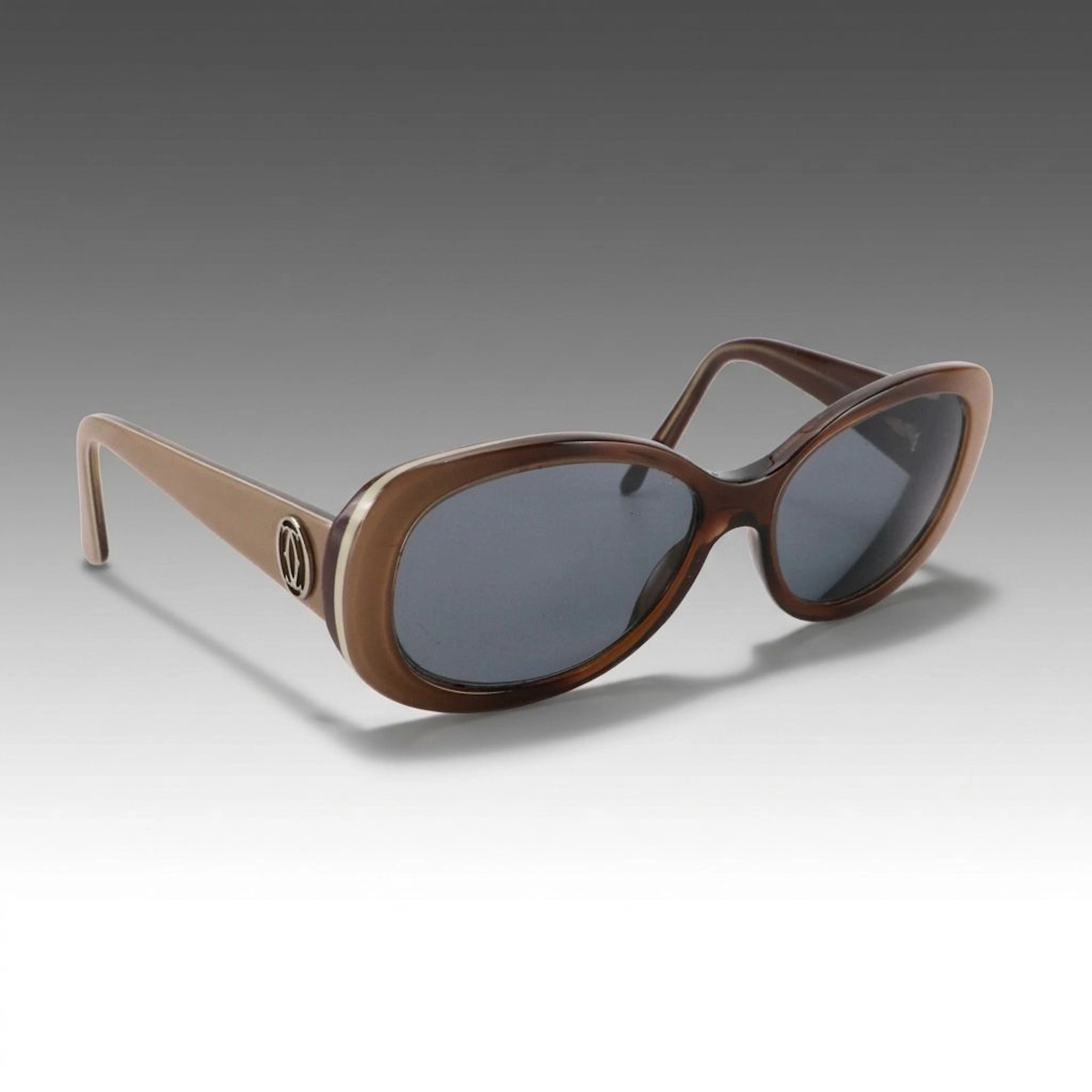 Cartier Janis Oversized Oval Prescription Sunglasses in Brown Acetate
