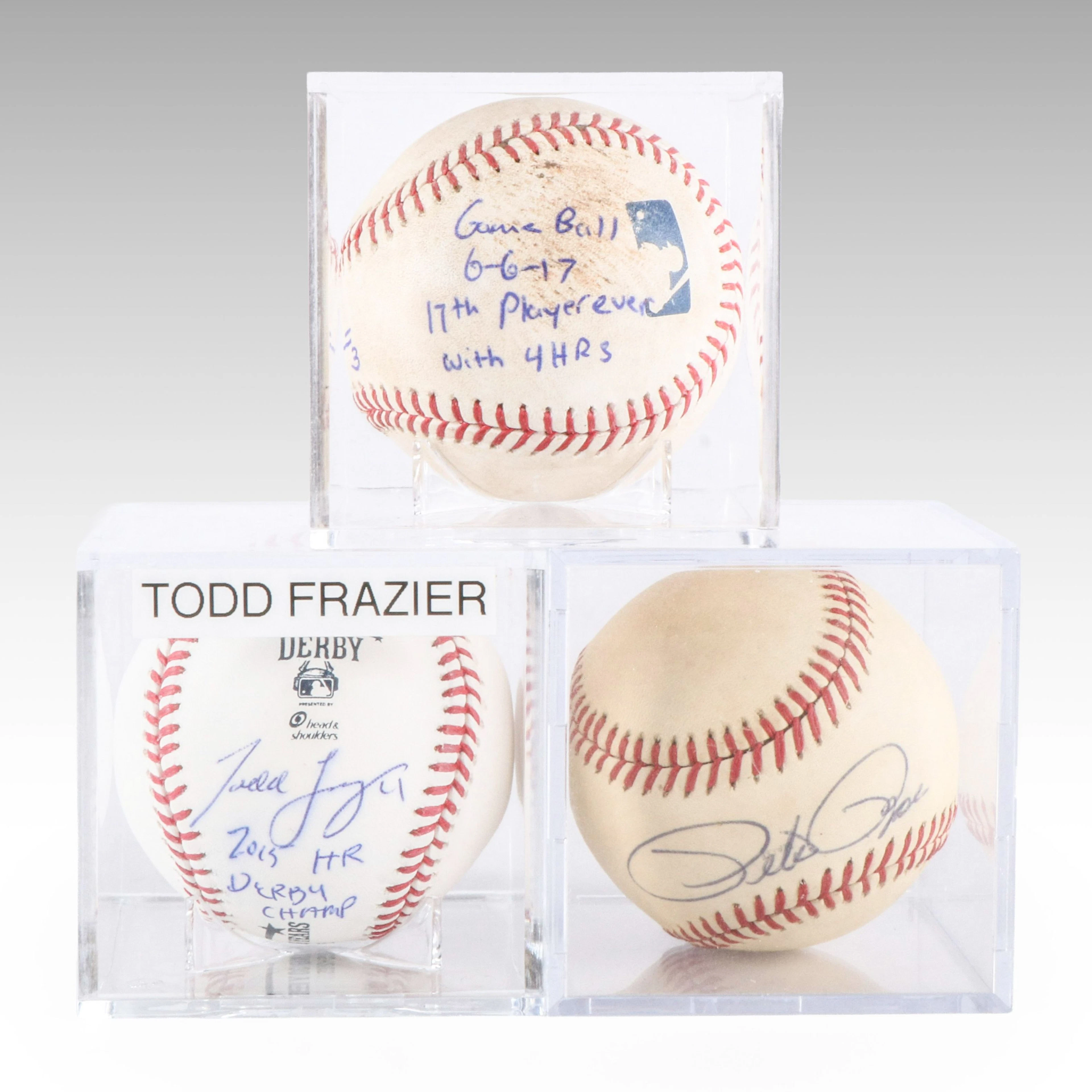 Pete Rose, Todd Frazier, Scooter Gennett Signed Baseballs