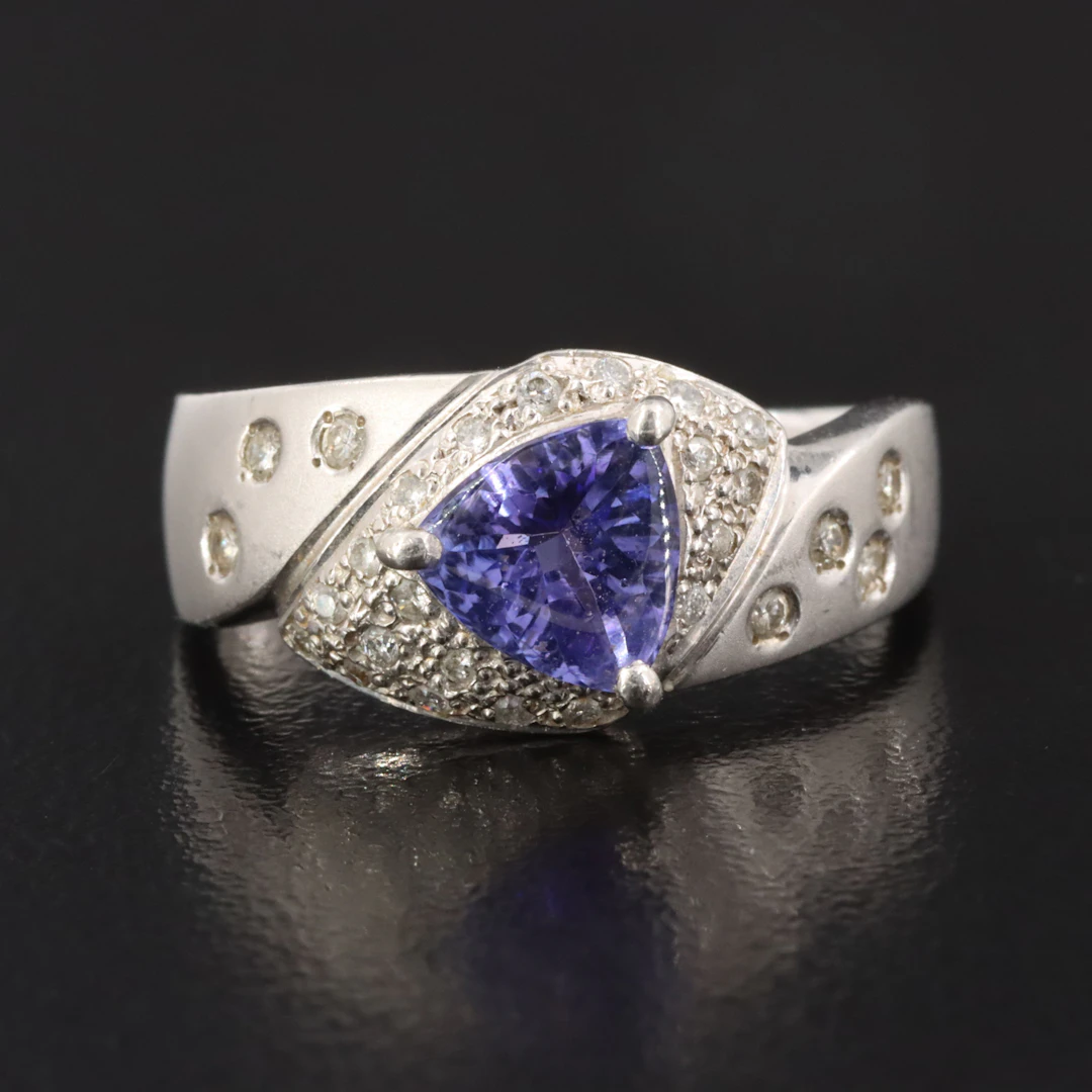 Platinum Tanzanite and Diamond Ring