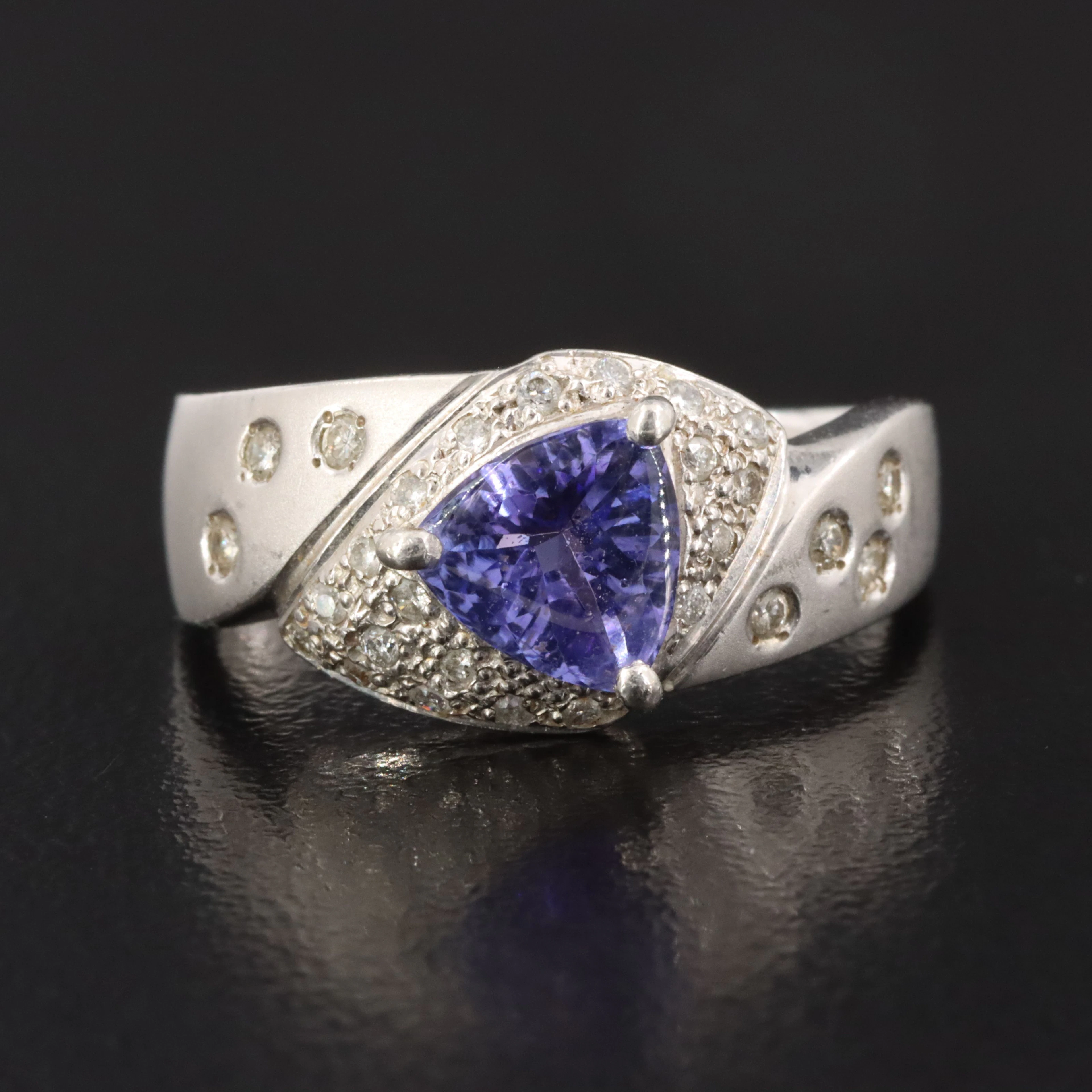 Platinum Tanzanite and Diamond Ring