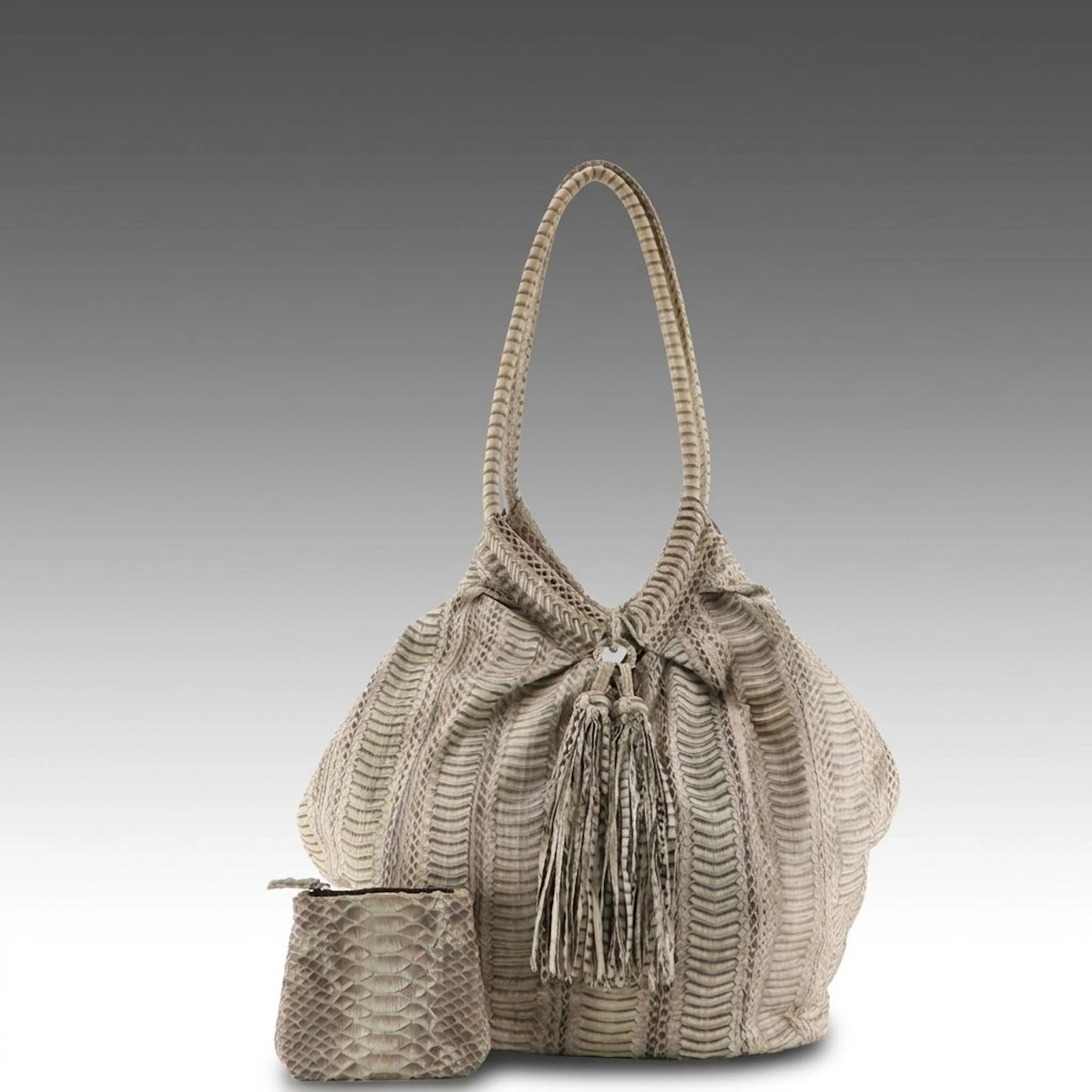 Syang Python Snakeskin Hobo Tote and Zip Pouch