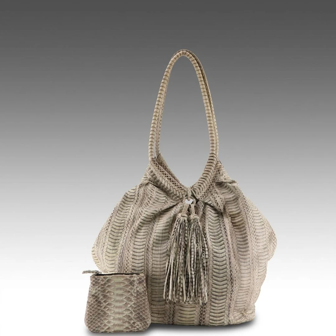 Syang Python Snakeskin Hobo Tote and Zip Pouch