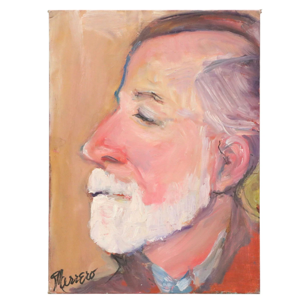 Edith Susarret Marrero Portrait Oil Painting of a Man, Late 20th to 21st C.