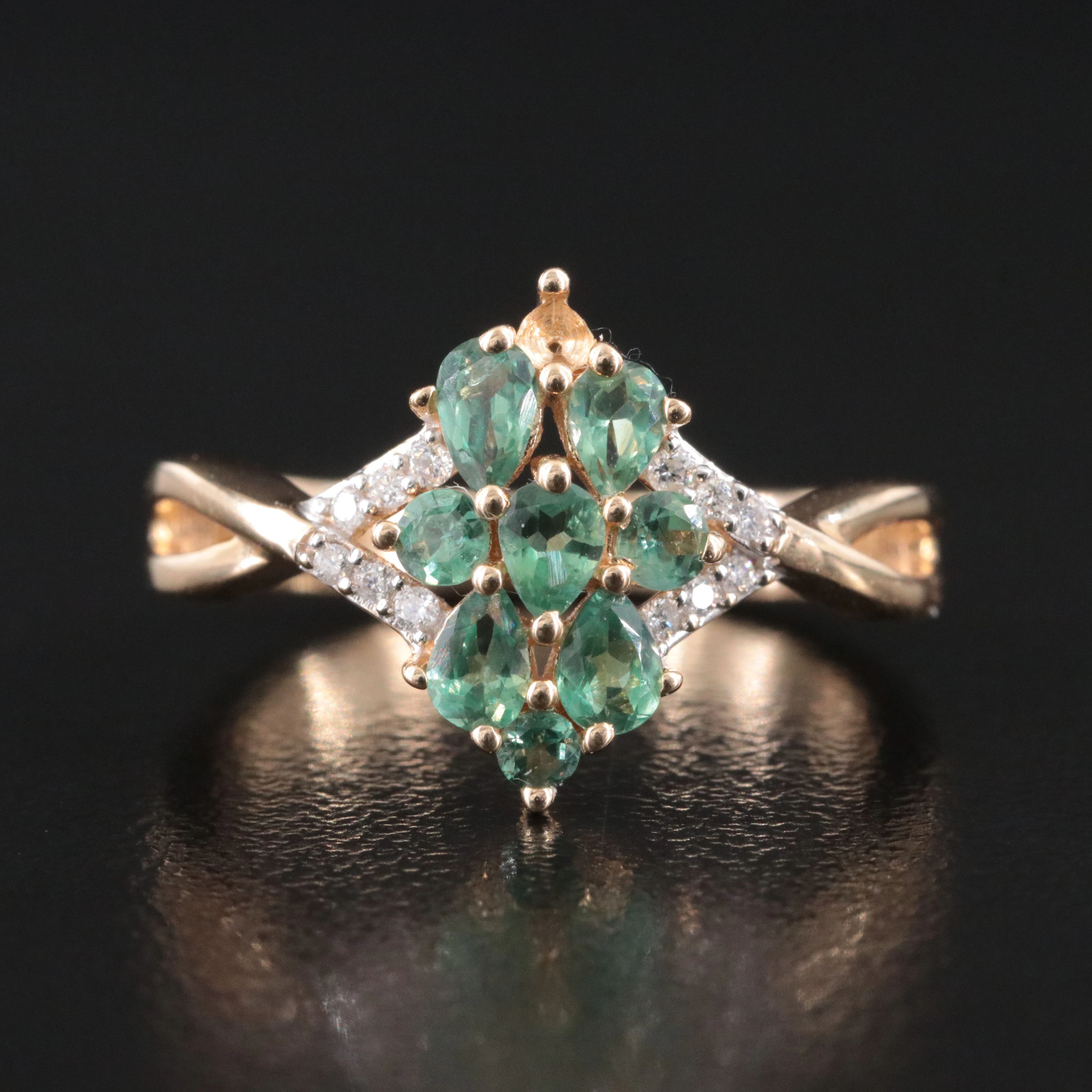 14K Alexandrite and Diamond Ring