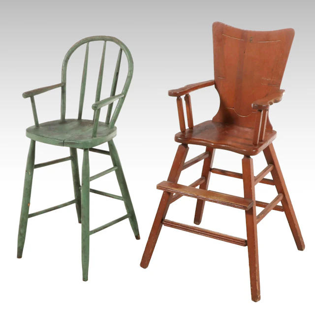 Windsor Style and Art Deco Style Youth Chairs, Early to Mid-20th Century