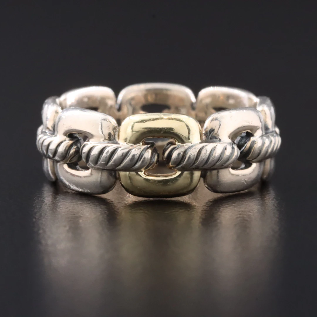 David Yurman Wellesley Sterling Ring with 18K Accent