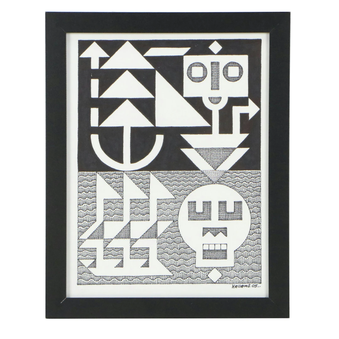 Jerry Quinton Kellems Surrealist Ink Drawing, 2005