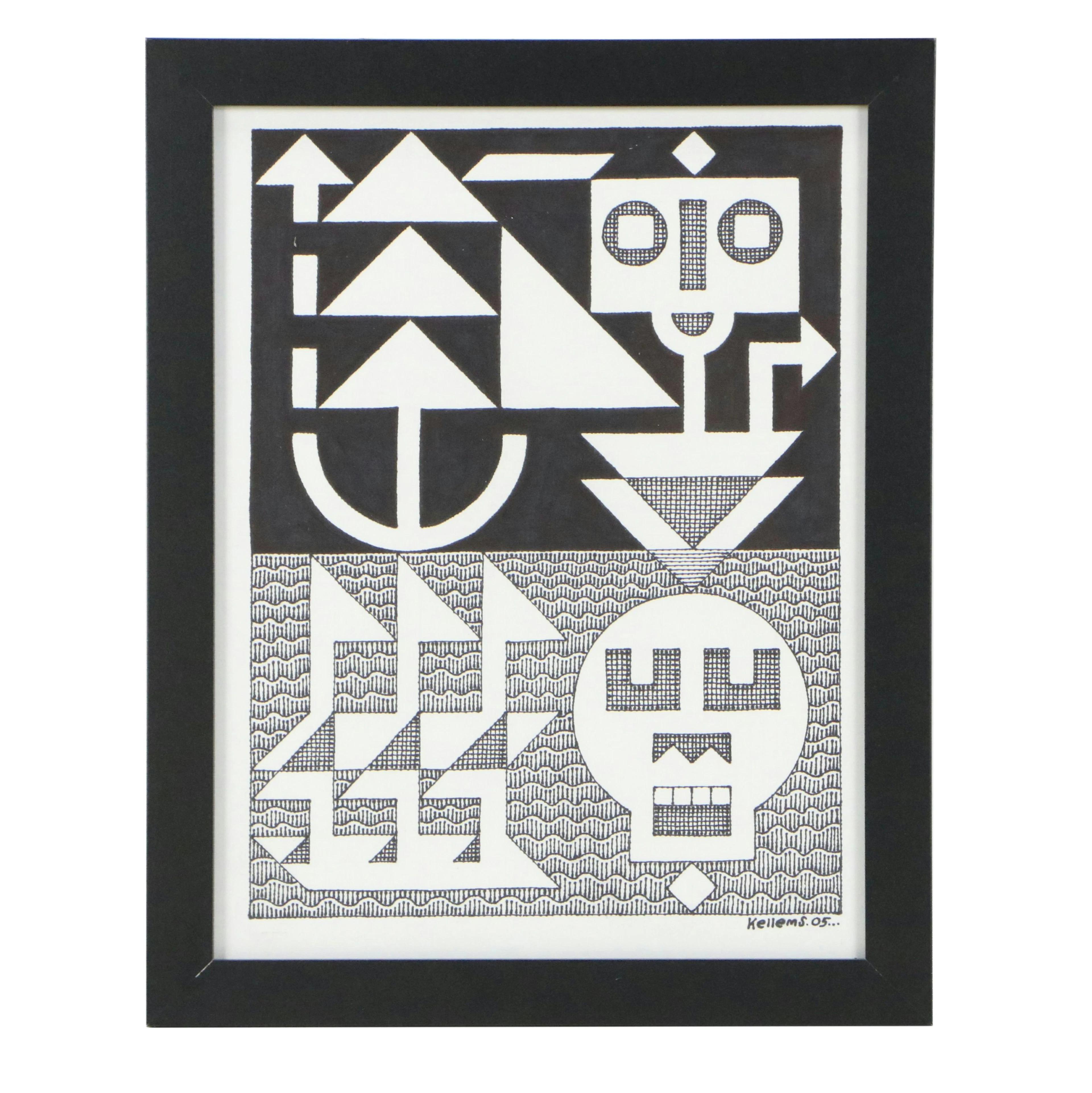Jerry Quinton Kellems Surrealist Ink Drawing, 2005