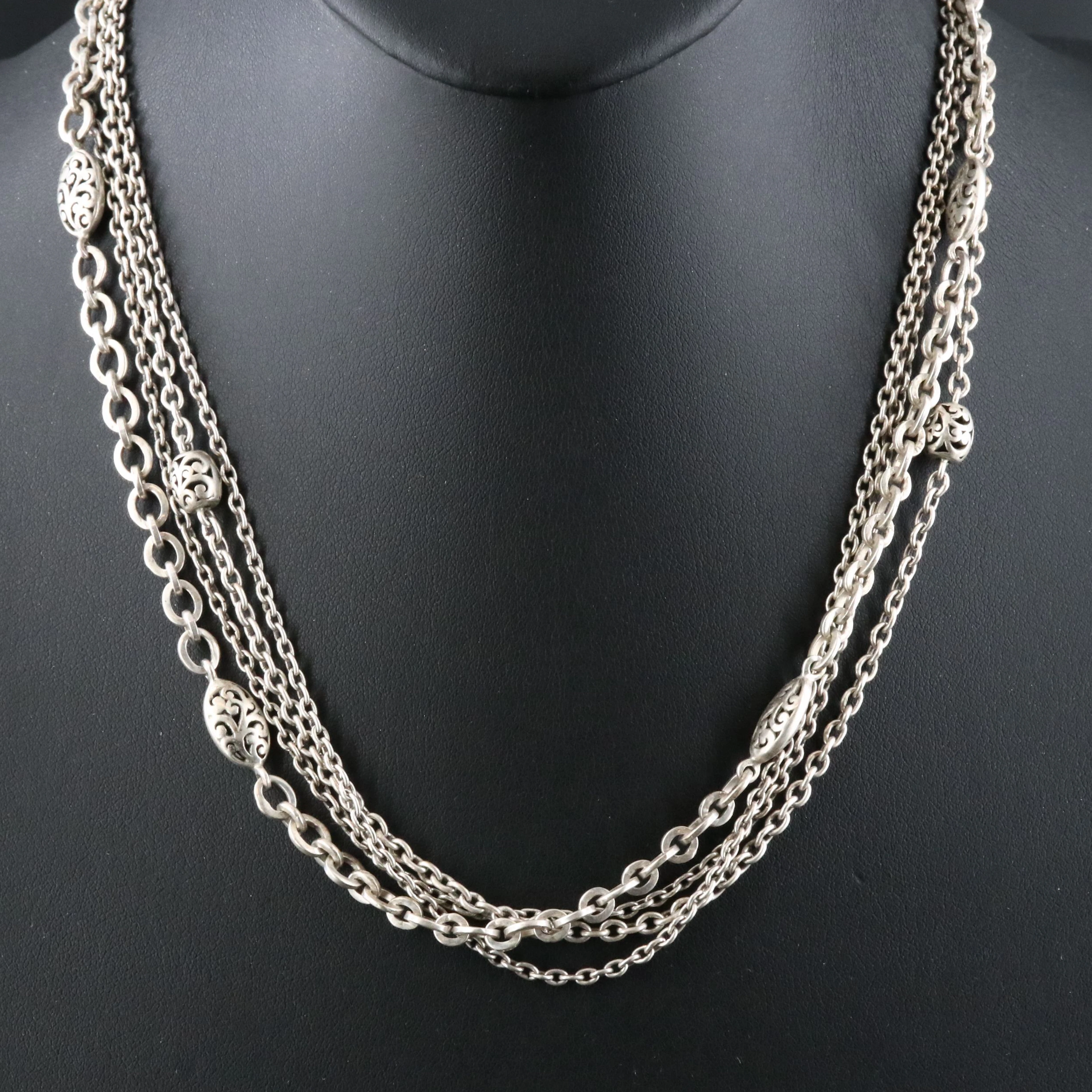 Lois Hill Sterling Tiered Necklace with Scroll Accents