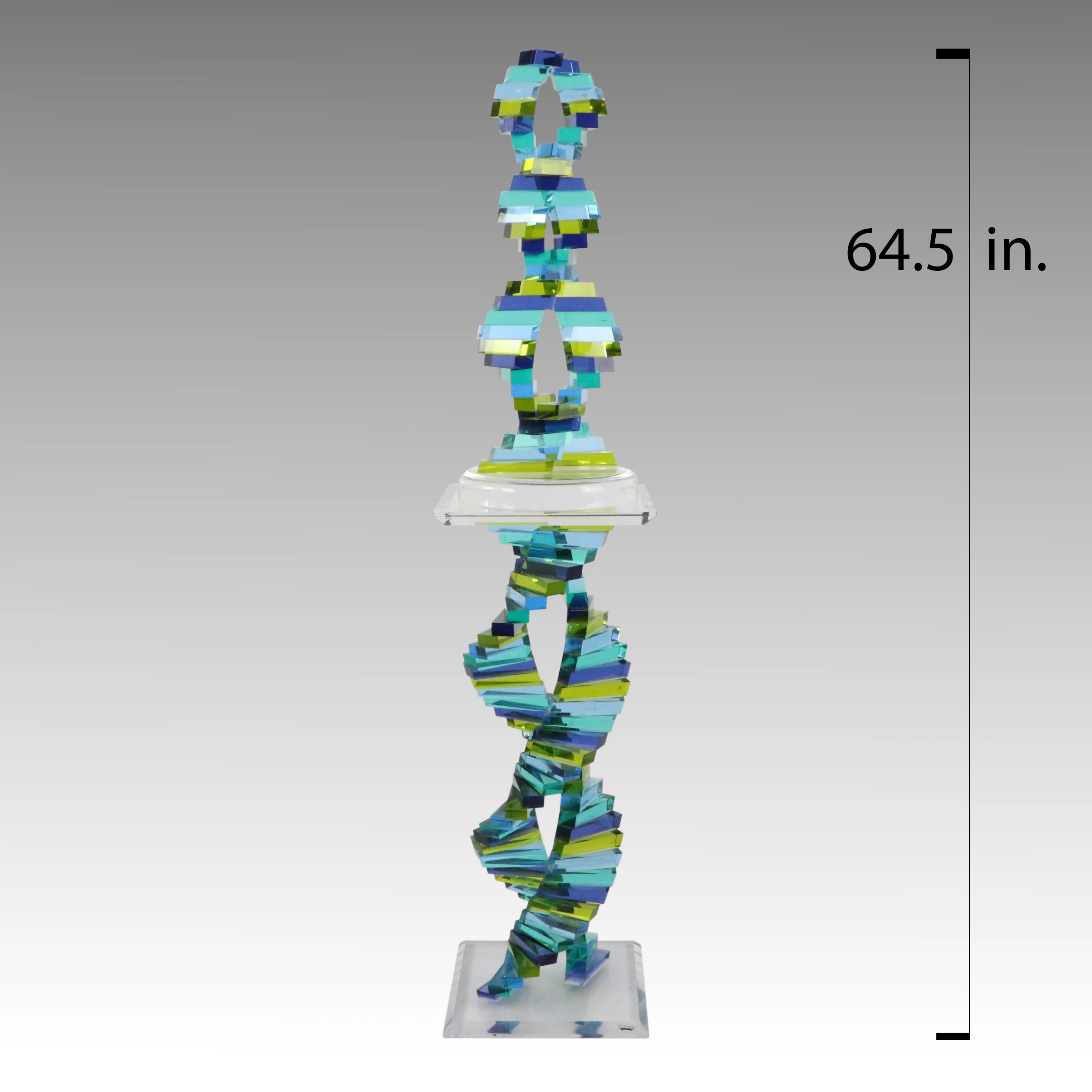 Shlomi Haziza Double Helix Standing Lucite Sculpture and Stand