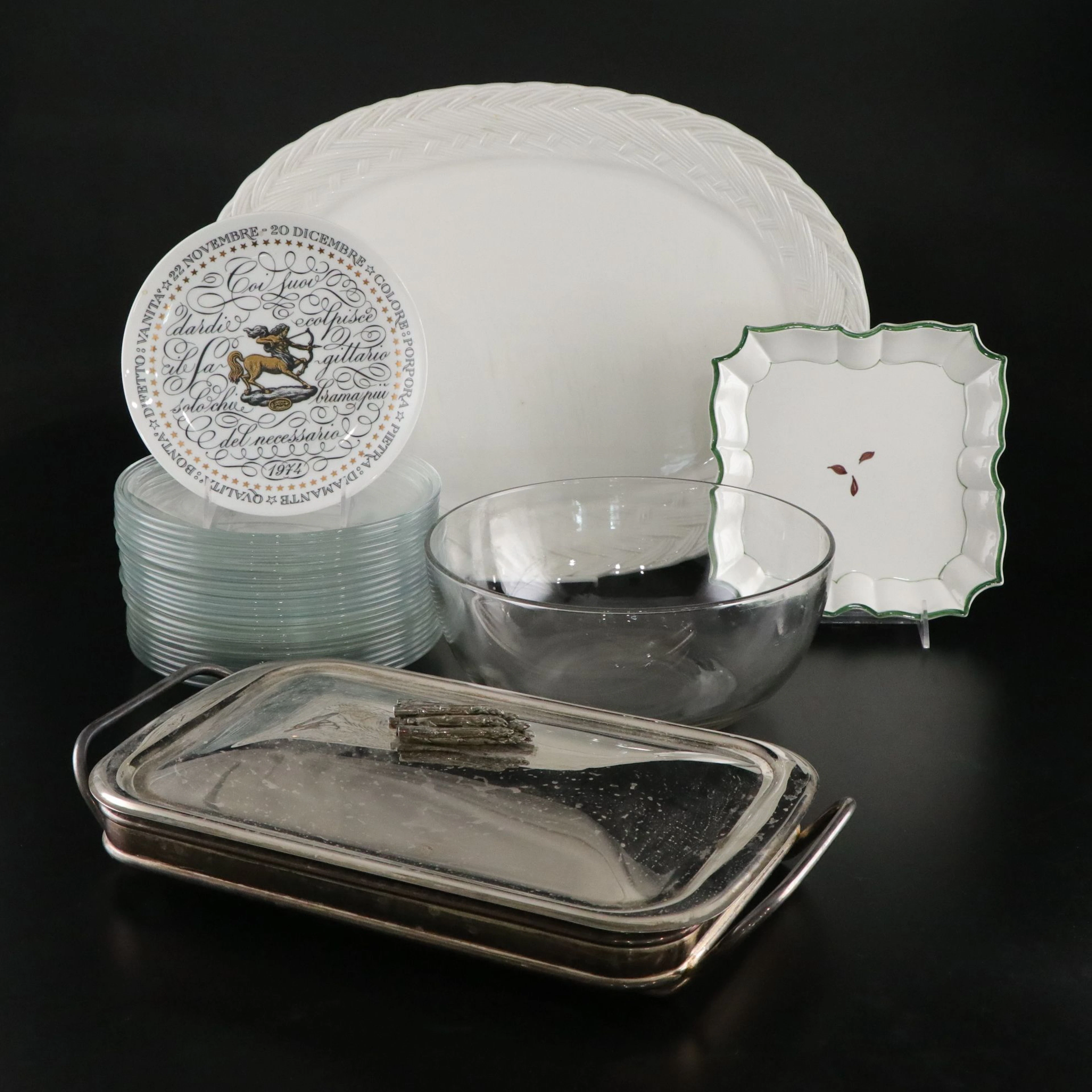 Italian Vietri "Pear" Square Plate, Piero Fornasetti "Serie Zodiaci" & More