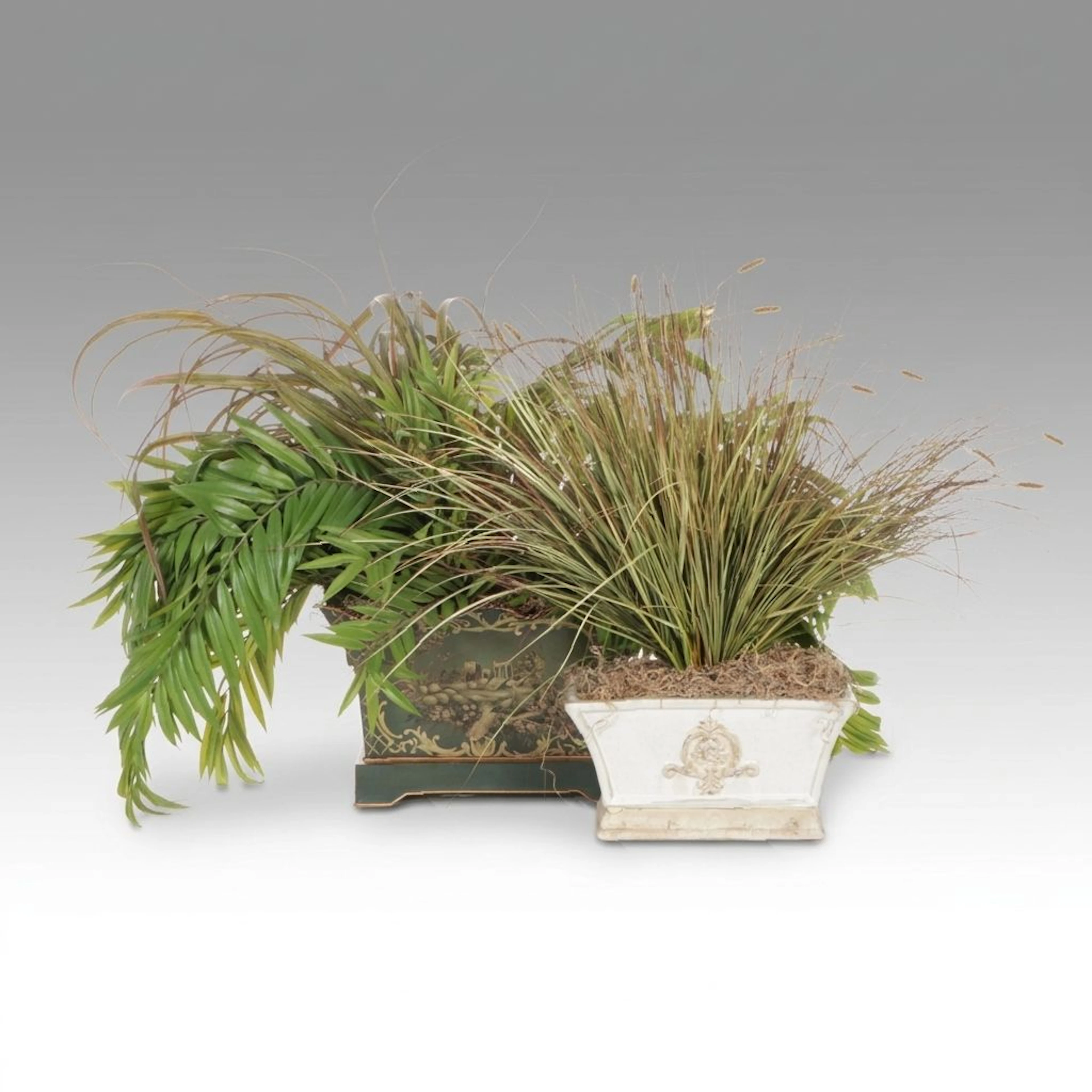 Artificial Wild Grass and Palm Plants with Planters