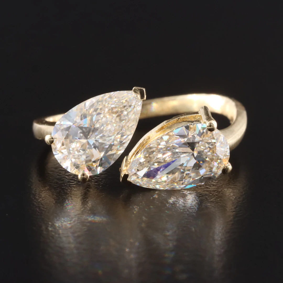14K 2.96 CTW Lab Grown Diamond Toi et Moi Ring with Online IGI Reports