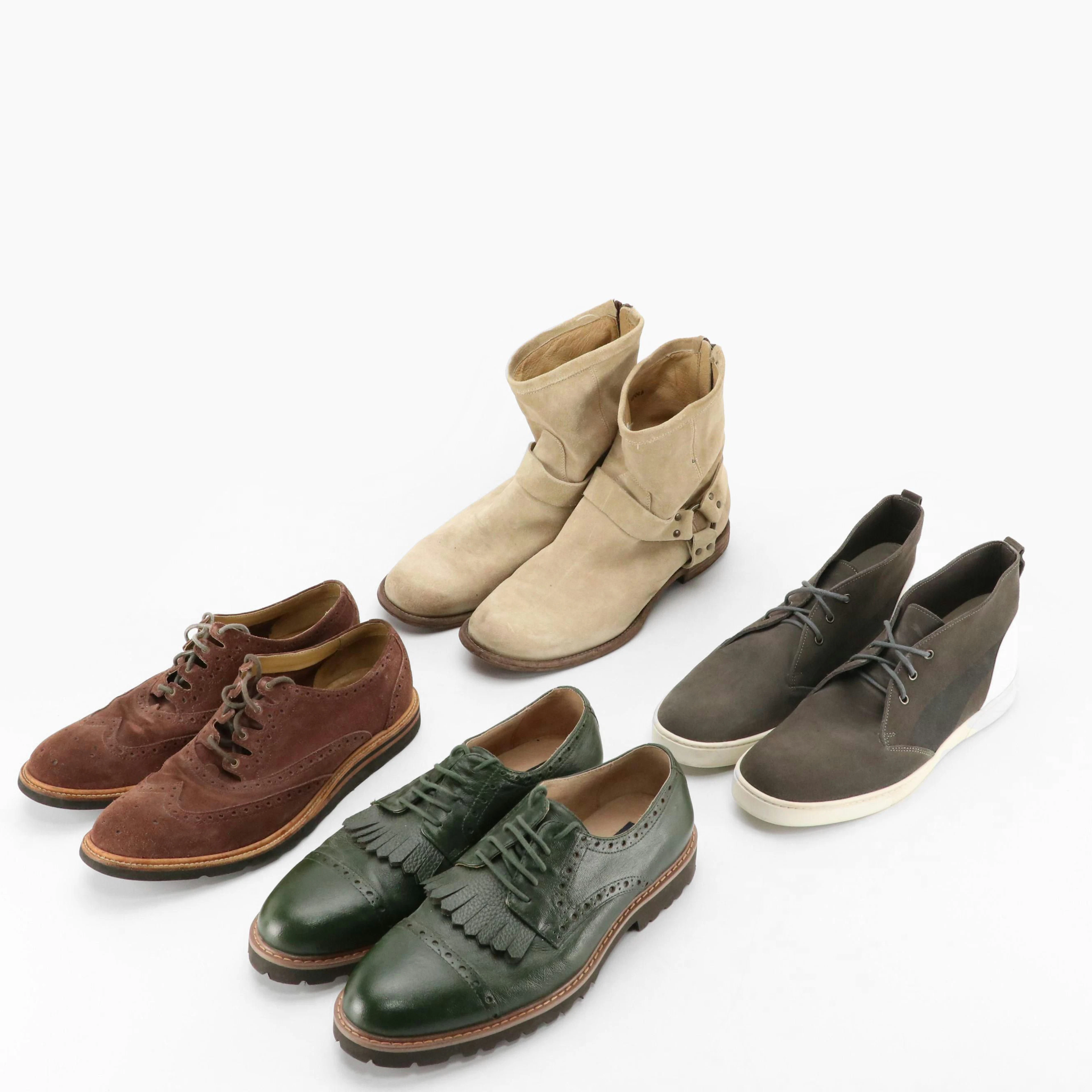 Men's Frye Suede Boots, Cole Haan Wingtip Oxfords, Puma Sneakers, Other Loafers