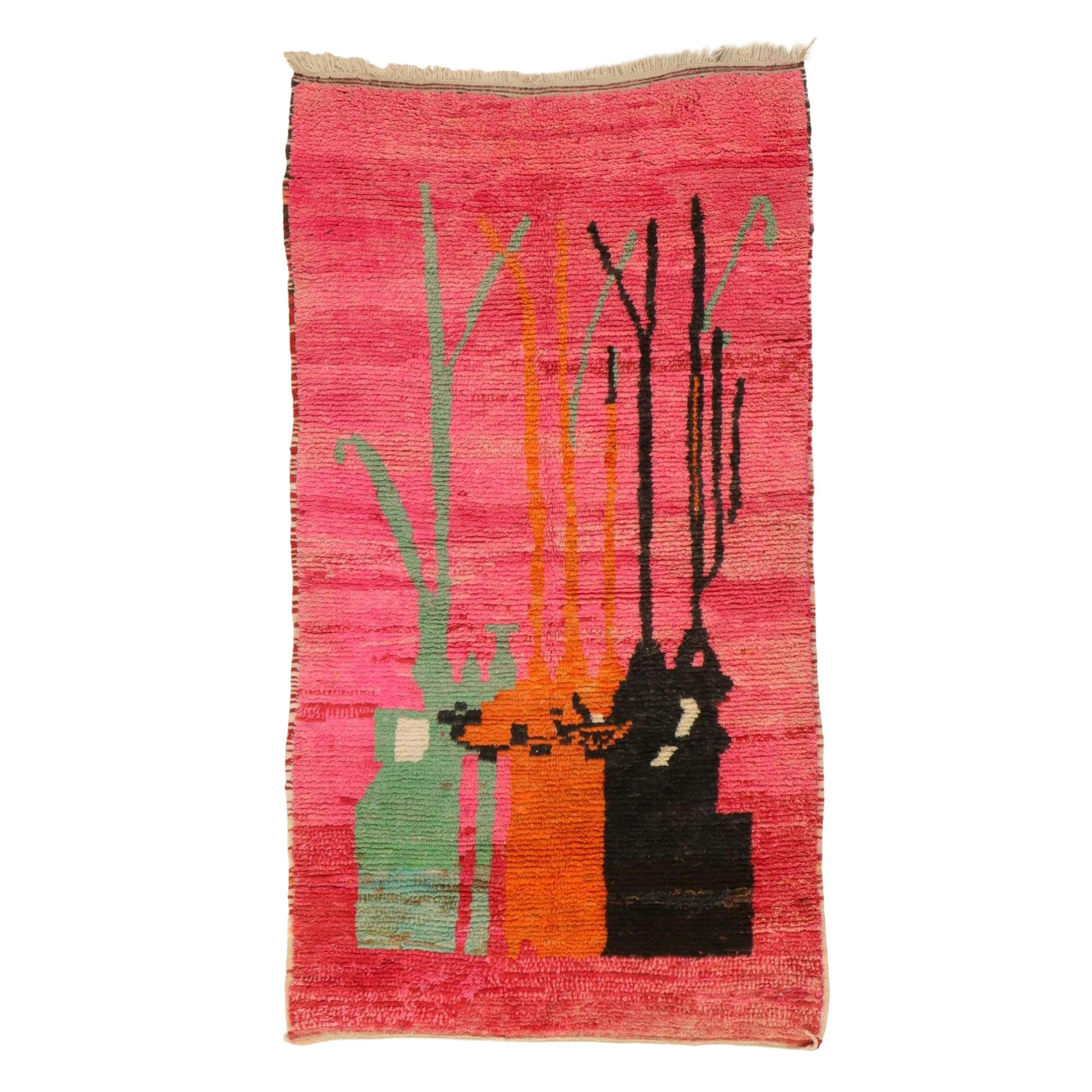 4'9 x 12' Hand-Knotted Moroccan Boujaad Area Rug