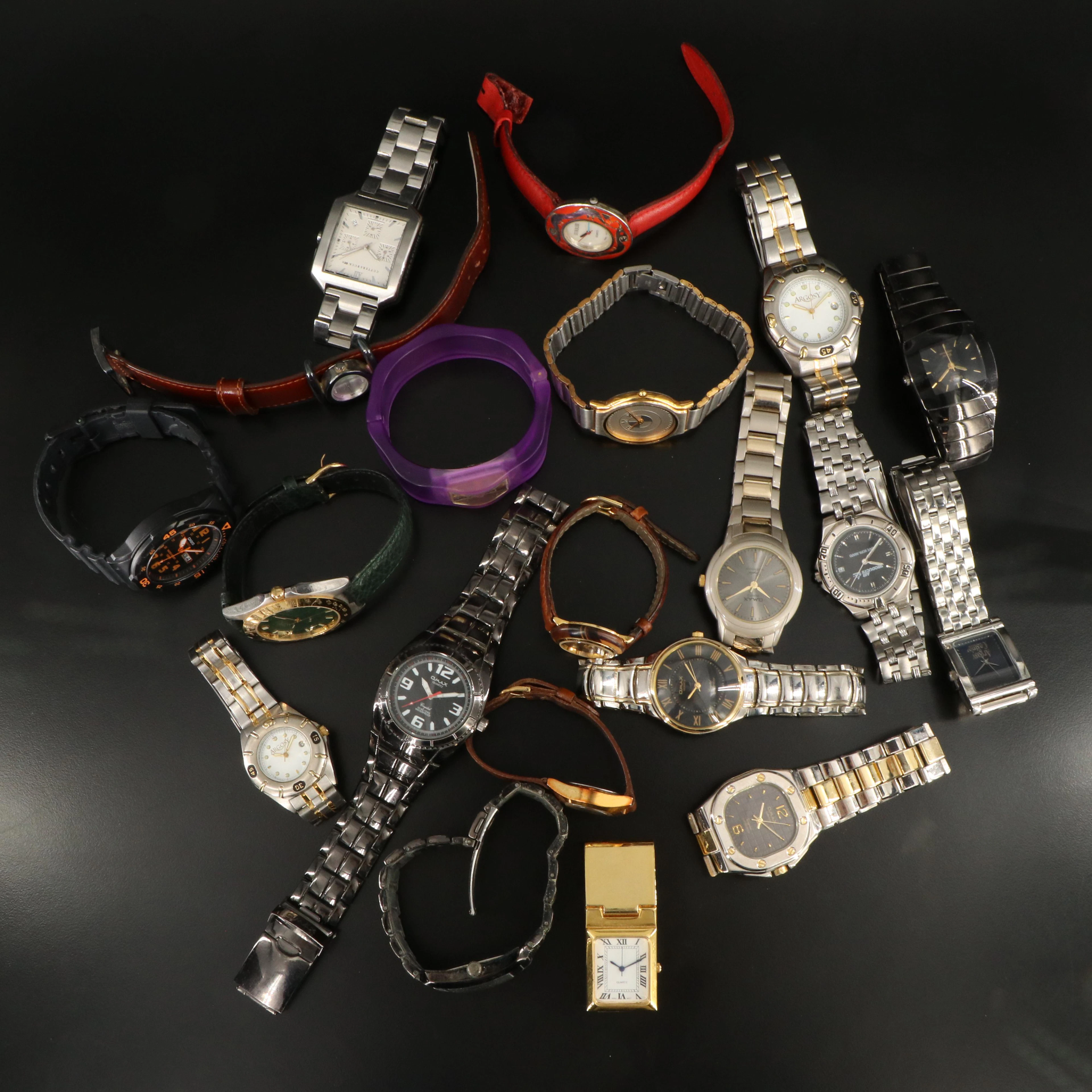 Collection of Quartz Watches Featuring Omax and Money Clip Watch