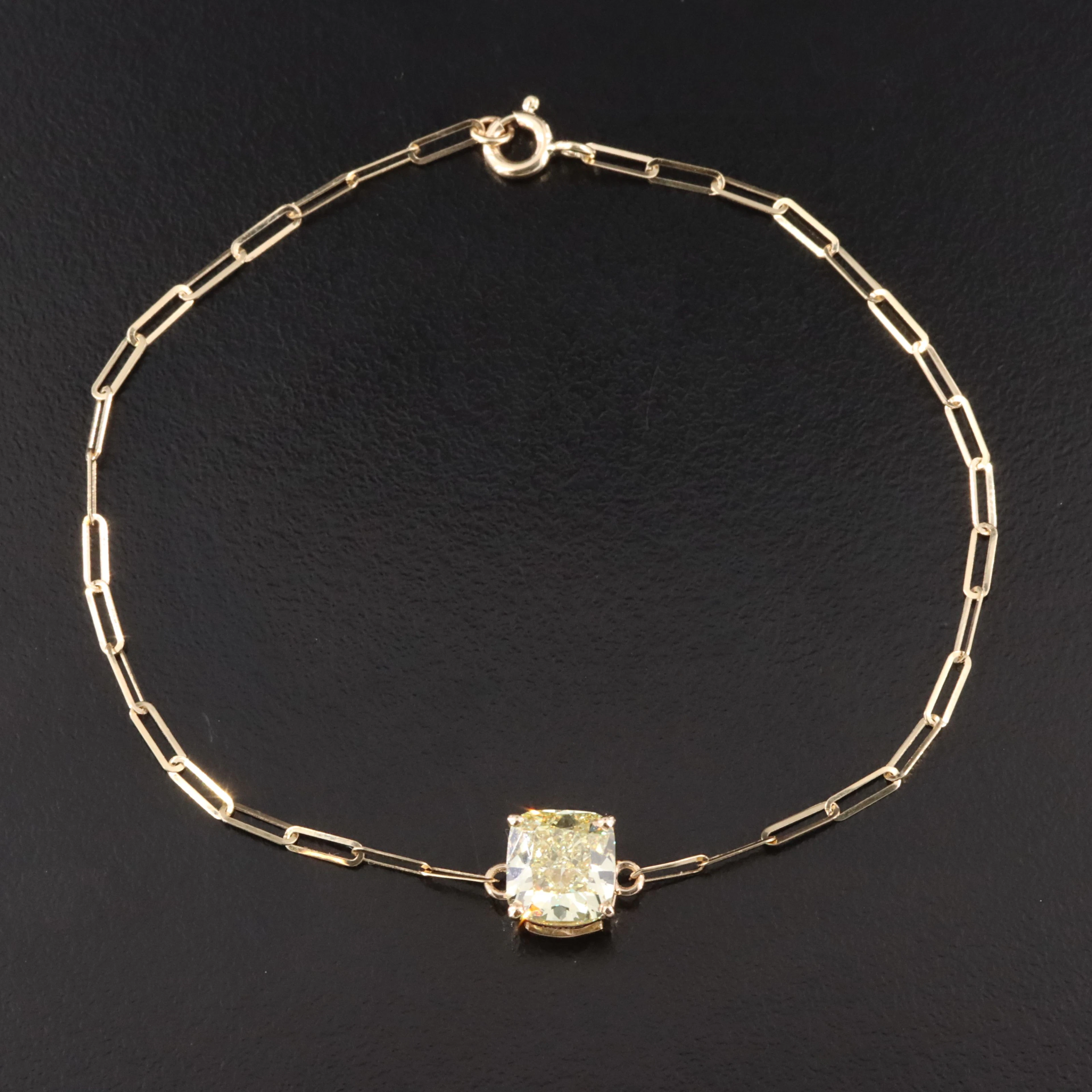14K 2.36 CT Fancy Yellow Lab Grown Diamond Bracelet with IGI Report
