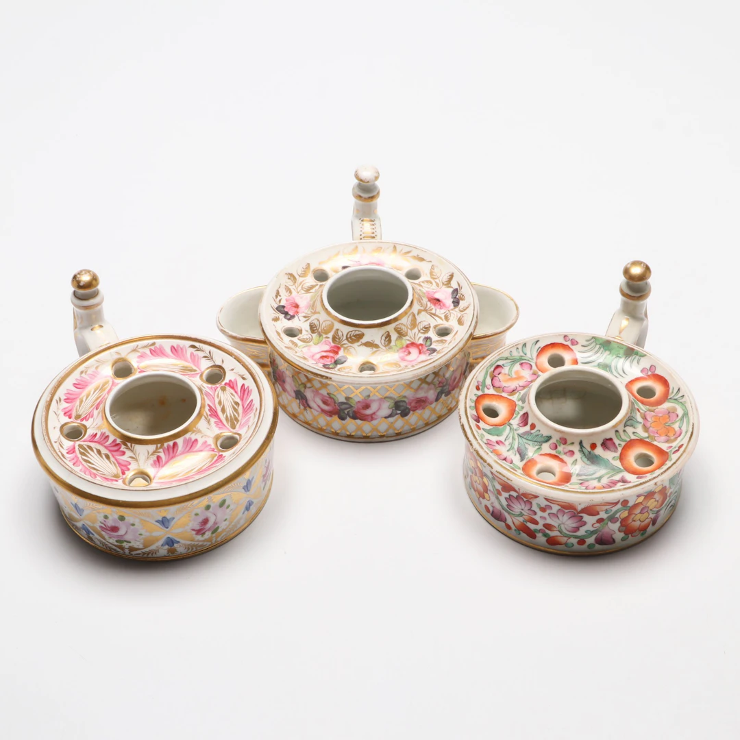 Royal Crown Derby Porcelain Inkwells, Early to Mid-19th Century
