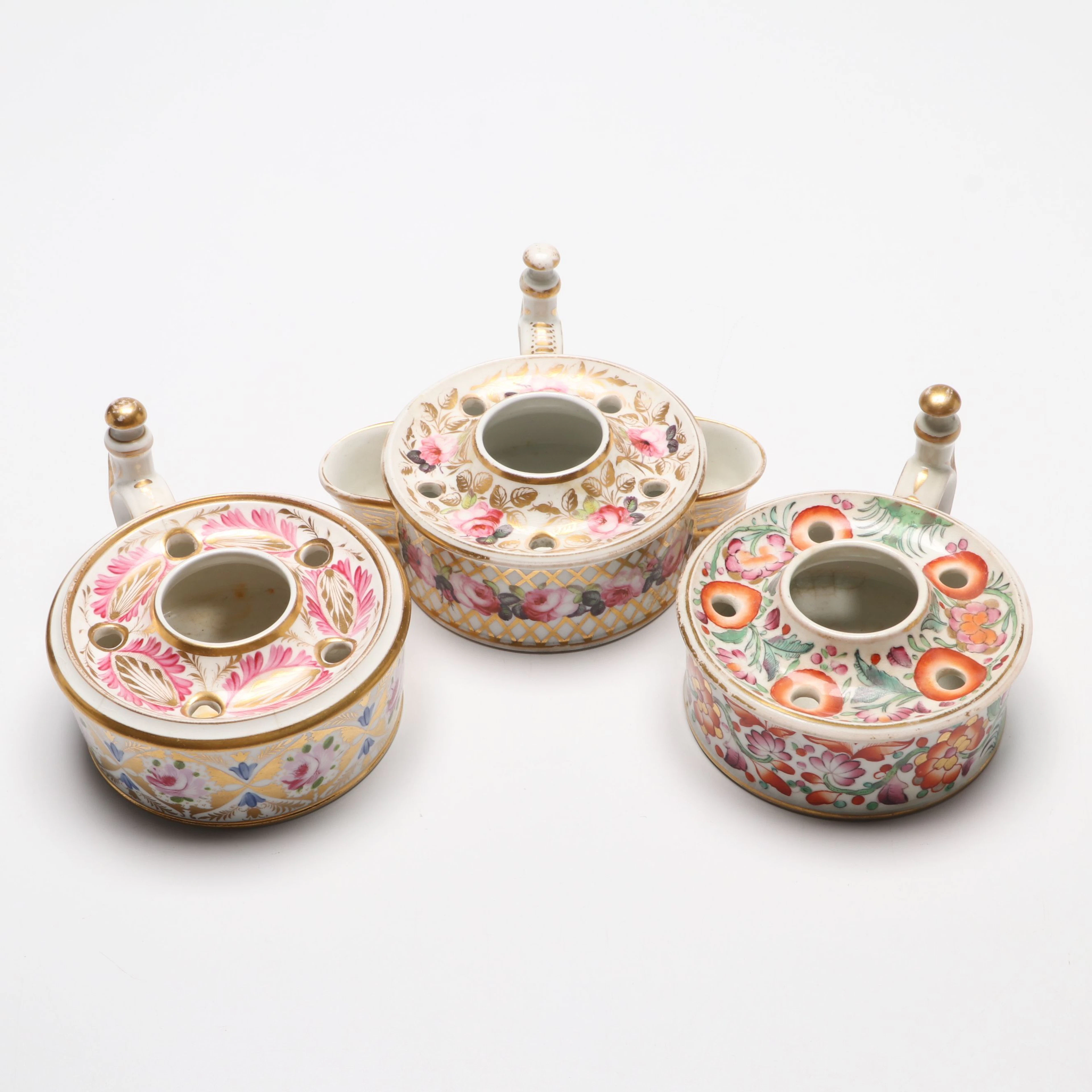 Royal Crown Derby Porcelain Inkwells, Early to Mid-19th Century
