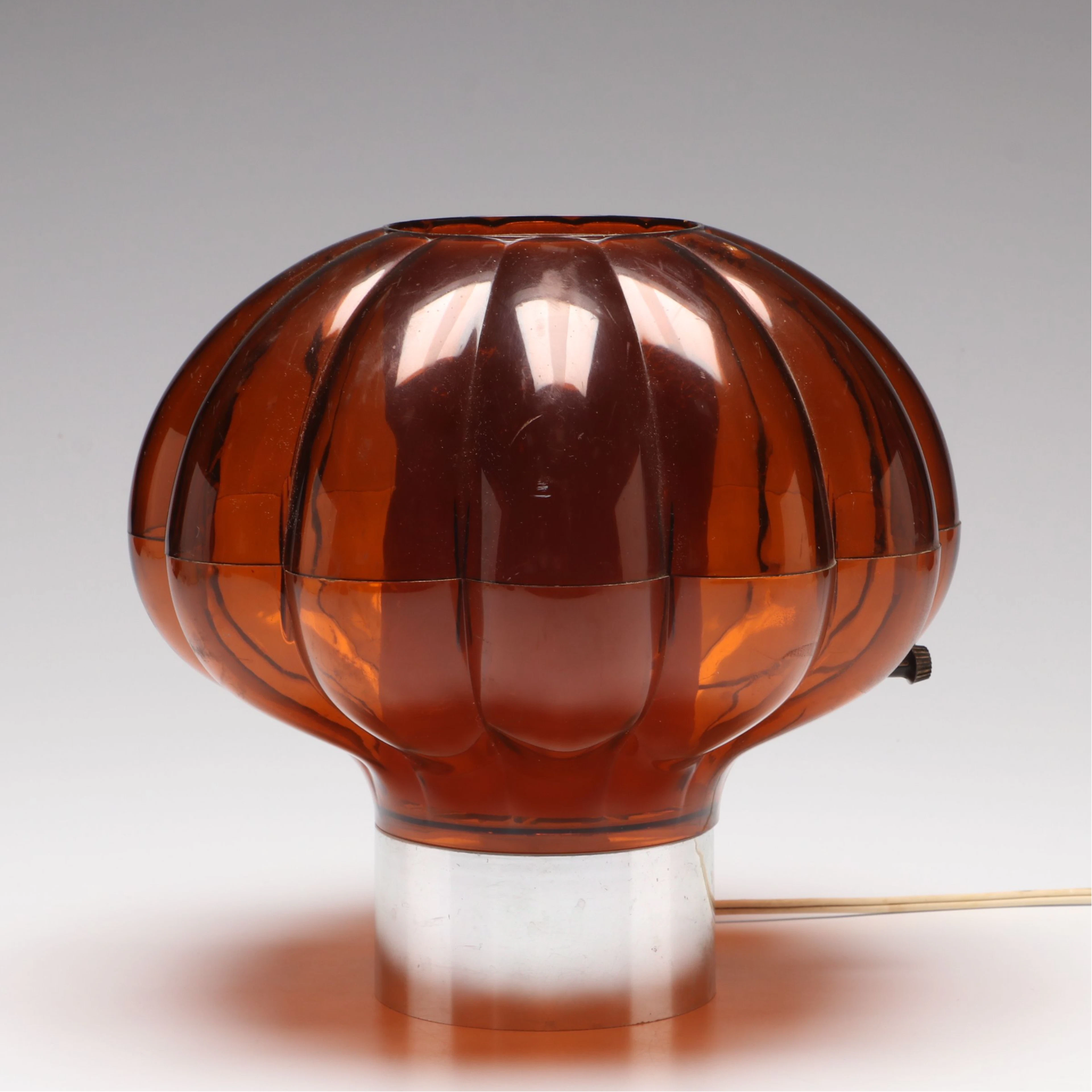 Mid Century Modern Ribbed Amber Light, Vintage
